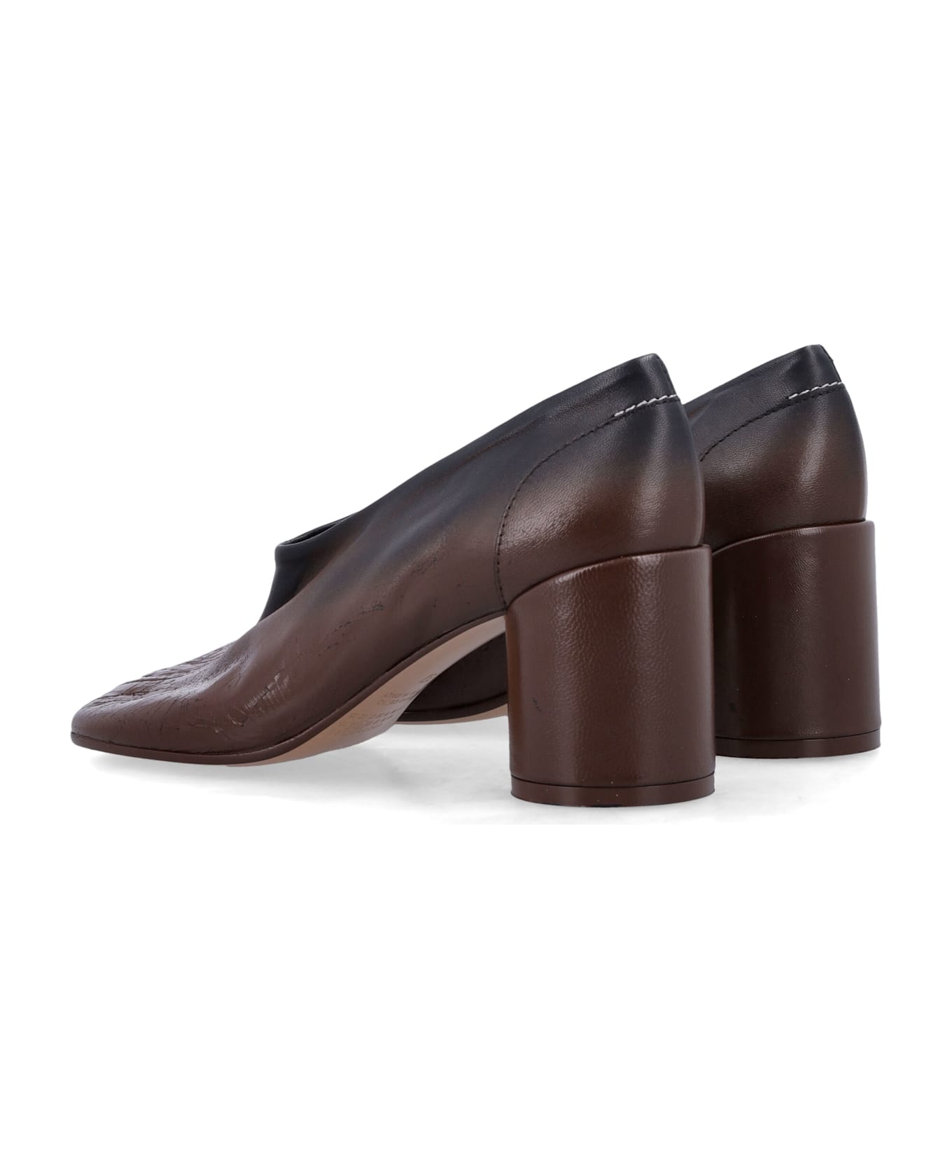 MM6 Maison Margiela Ombré Leather Anatomic Block-heel Pumps - BLACK SABLE