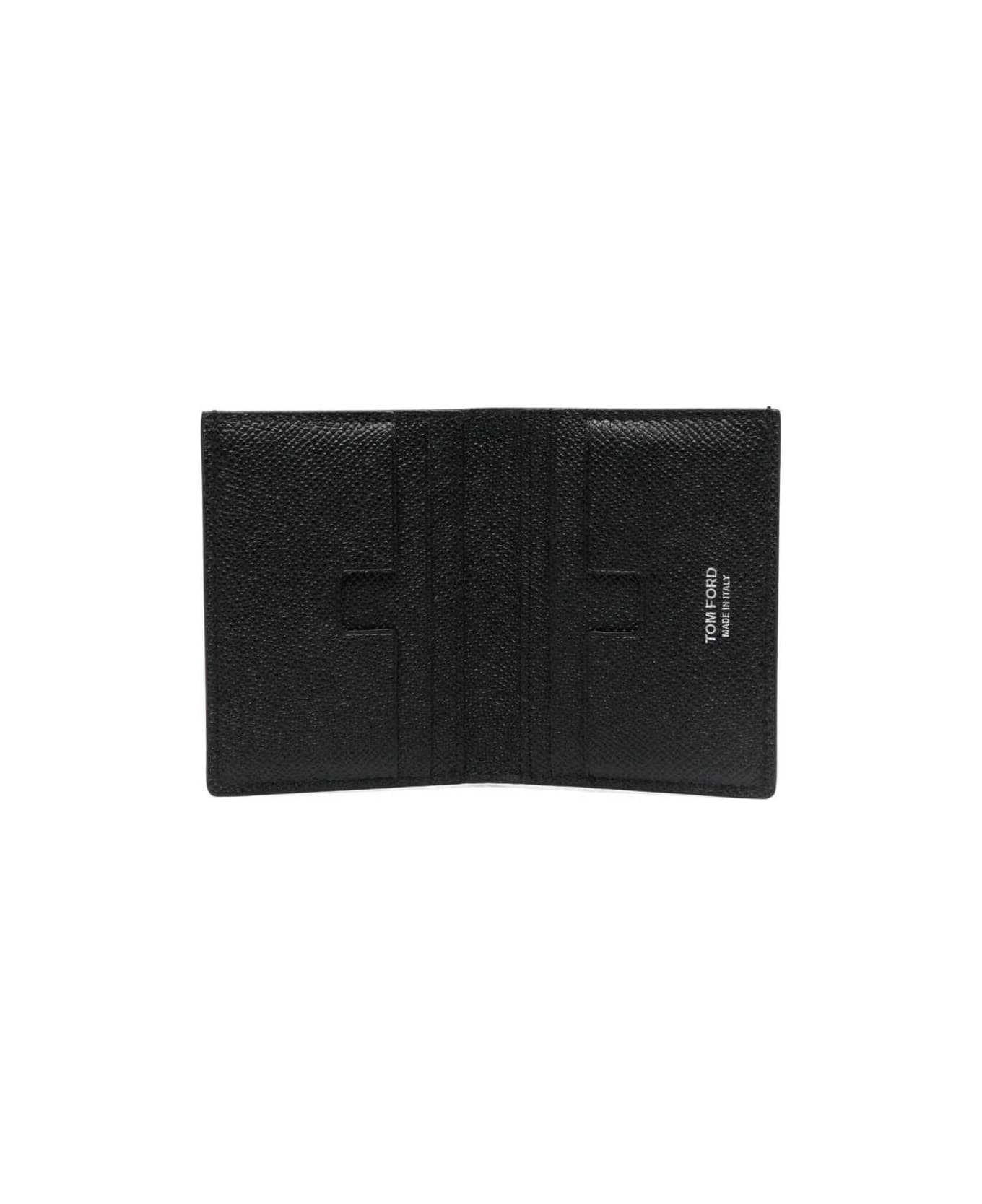 Tom Ford Flap Card Case Ft Silver - Black