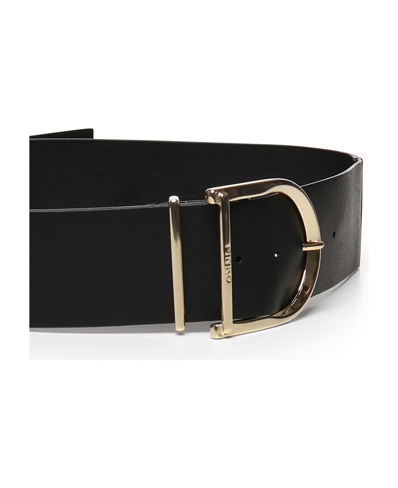 Pinko High Belt In Leather And Tassel 6cm - NERO-LIGHT GOLD