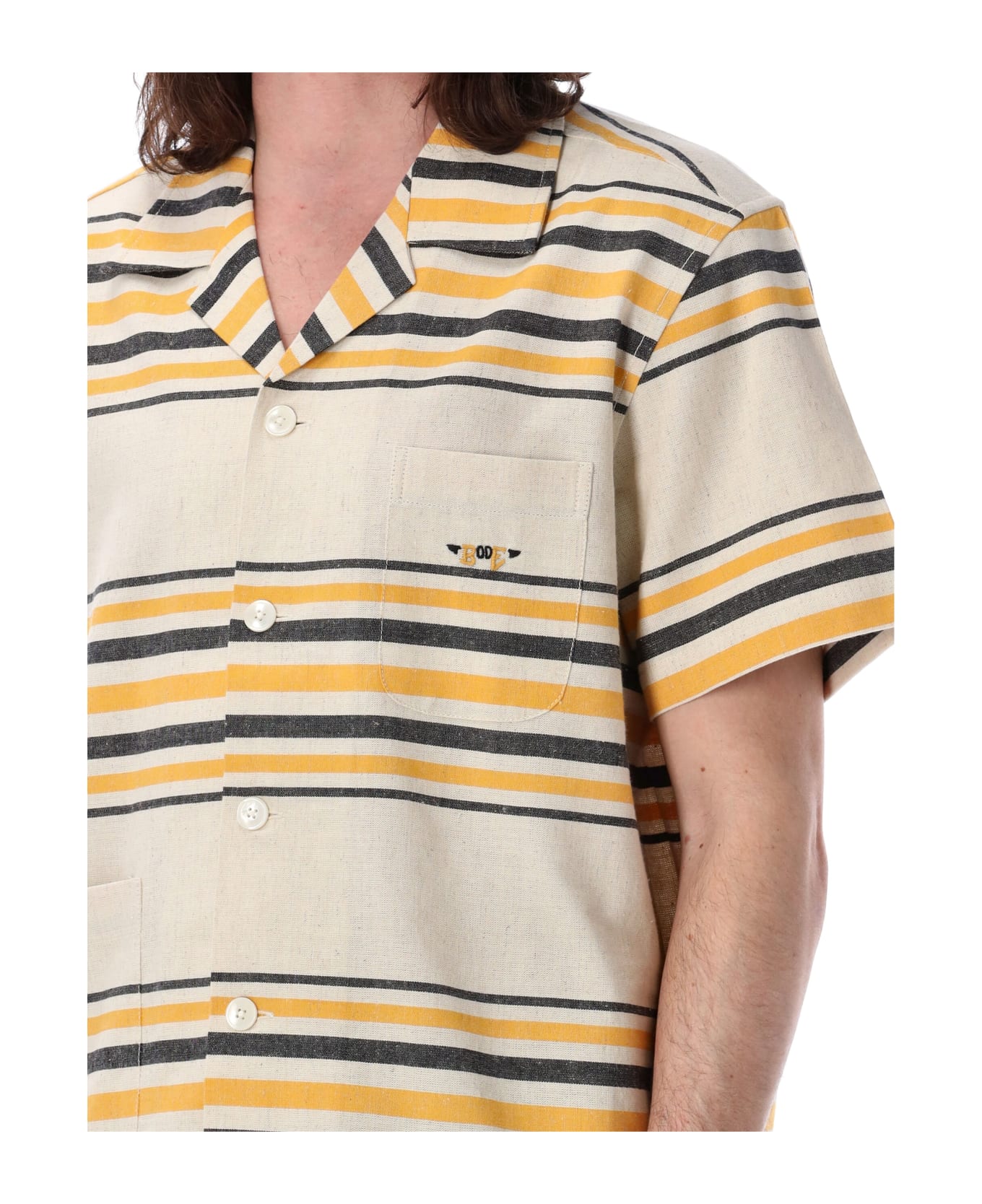 Bode Namesake Stripe Ss Shirt - ECRU MULTI