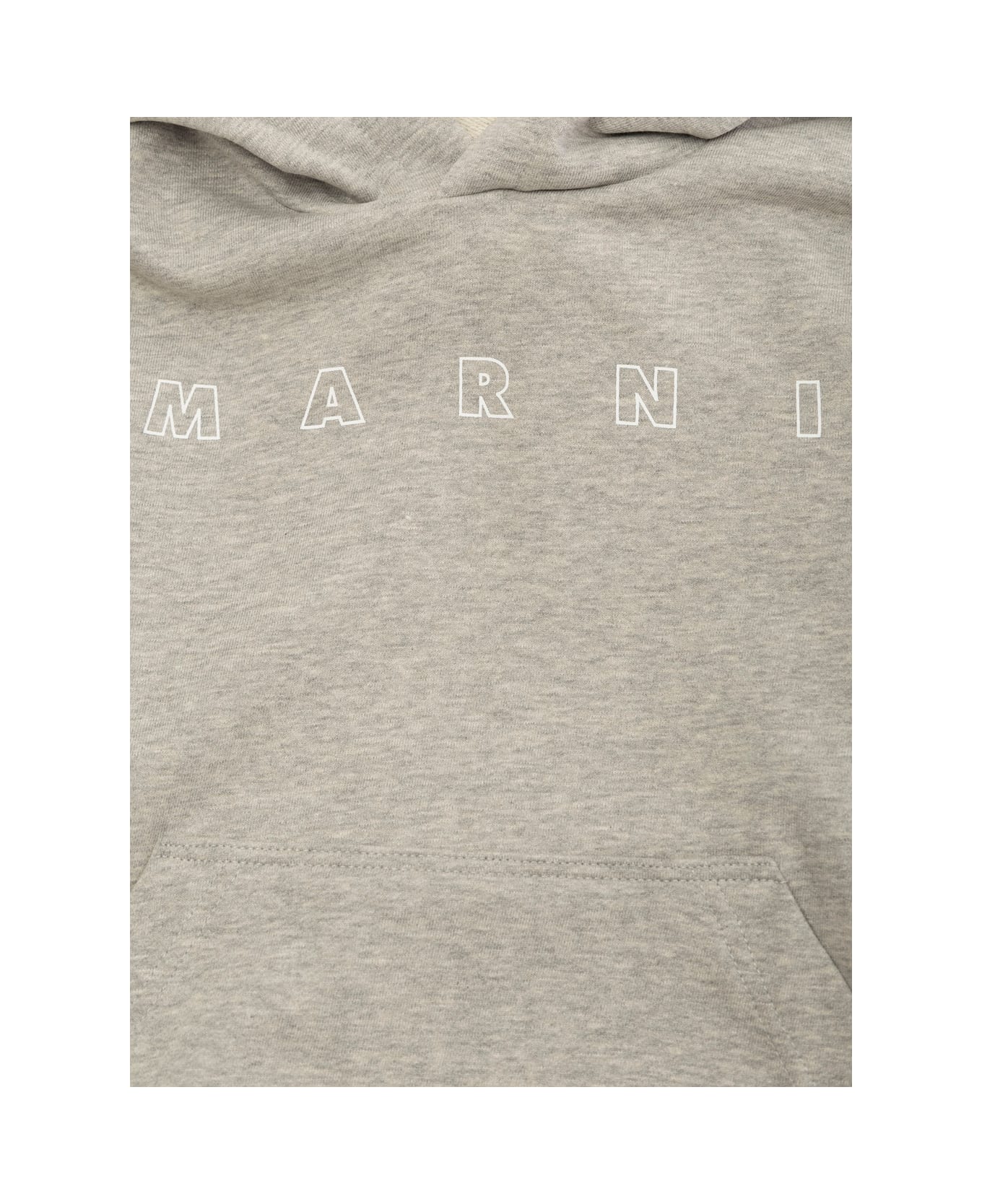 Marni Grey Hoodie With Logo Lettering On The Front In Cotton Boy - Grey