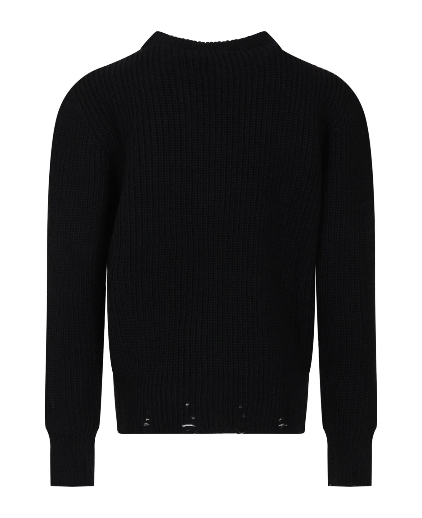 MSGM Black Sweater For Boy With Logo - Black ニットウェア＆スウェットシャツ