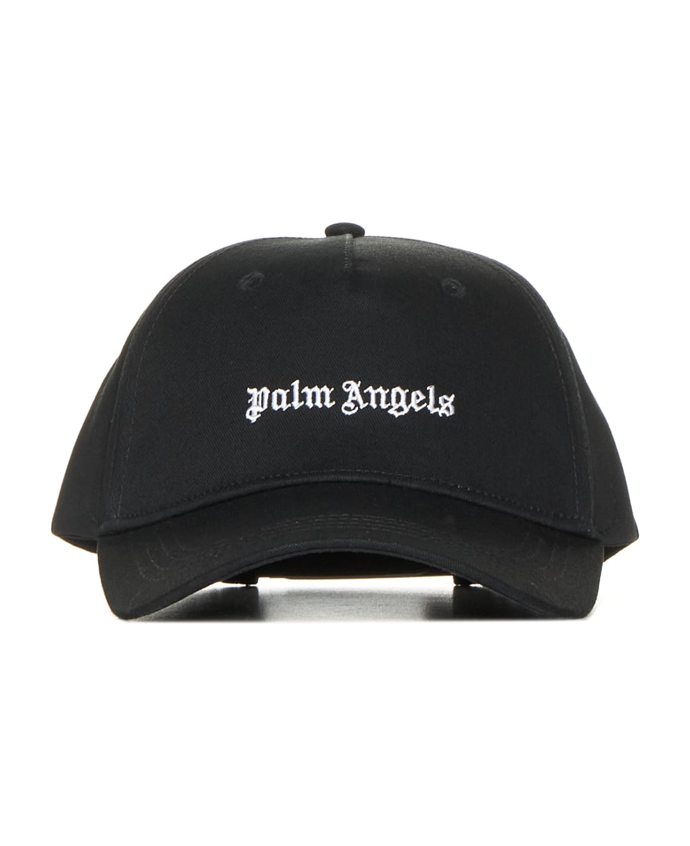 Palm Angels Logo Embroidered Baseball Cap - Black off white 帽子