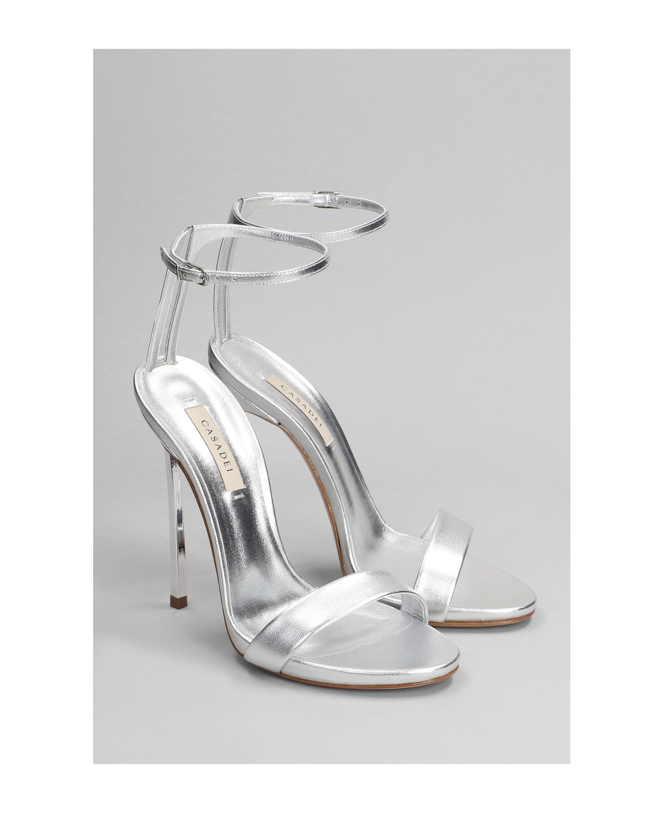 Casadei Sandals In Silver Leather - silver サンダル