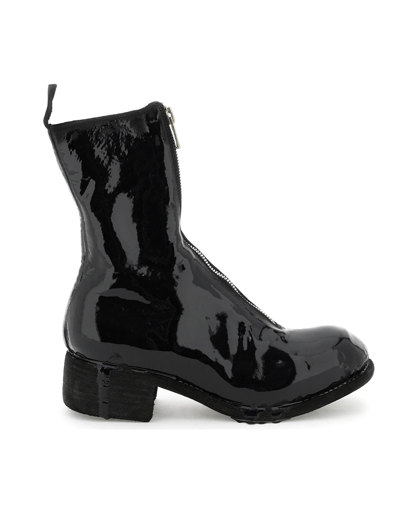 Guidi Front Zip Patent Leather Ankle Boots - BLACK (Black)