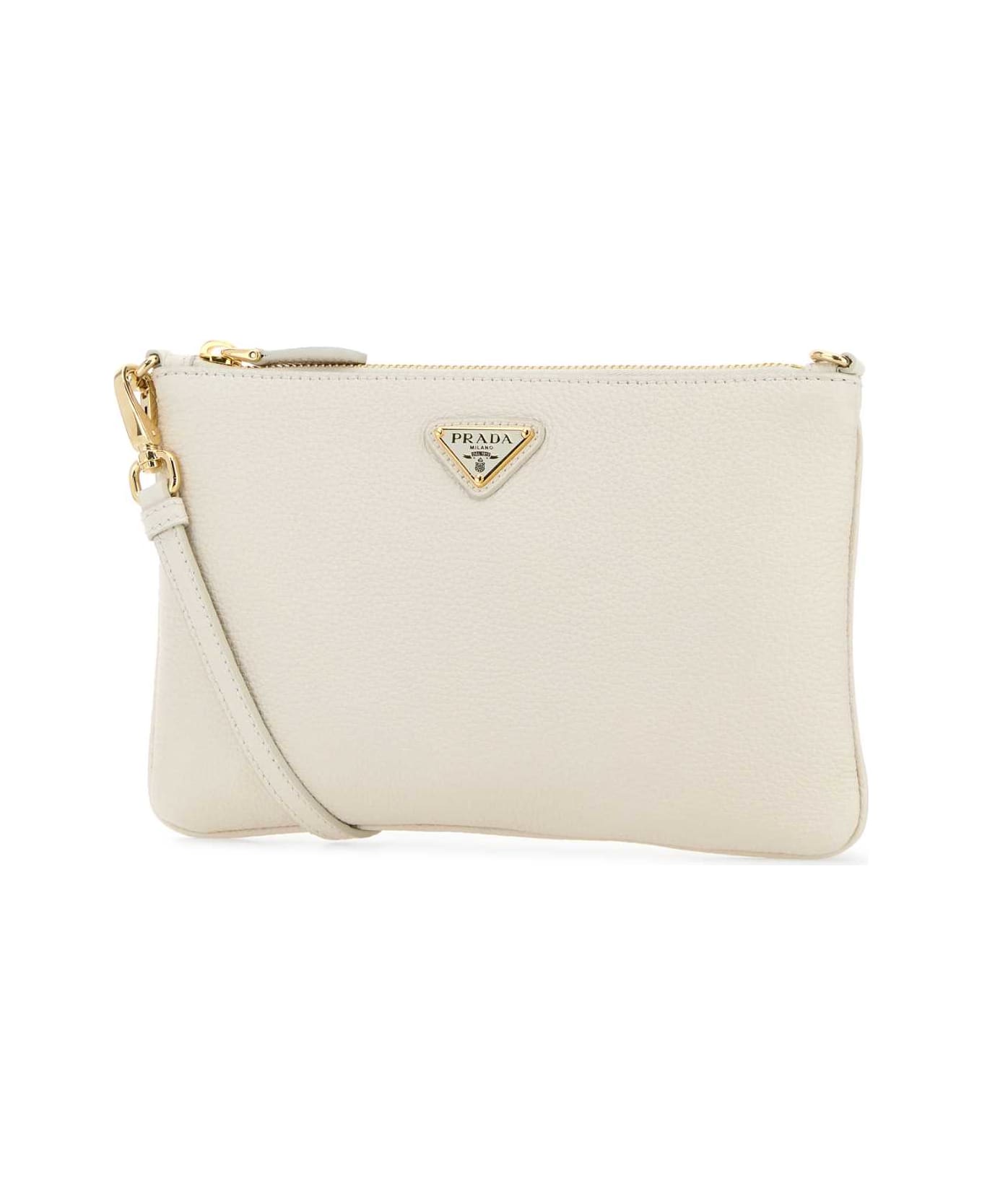 Prada White Leather Crossbody Bag - BIANCO