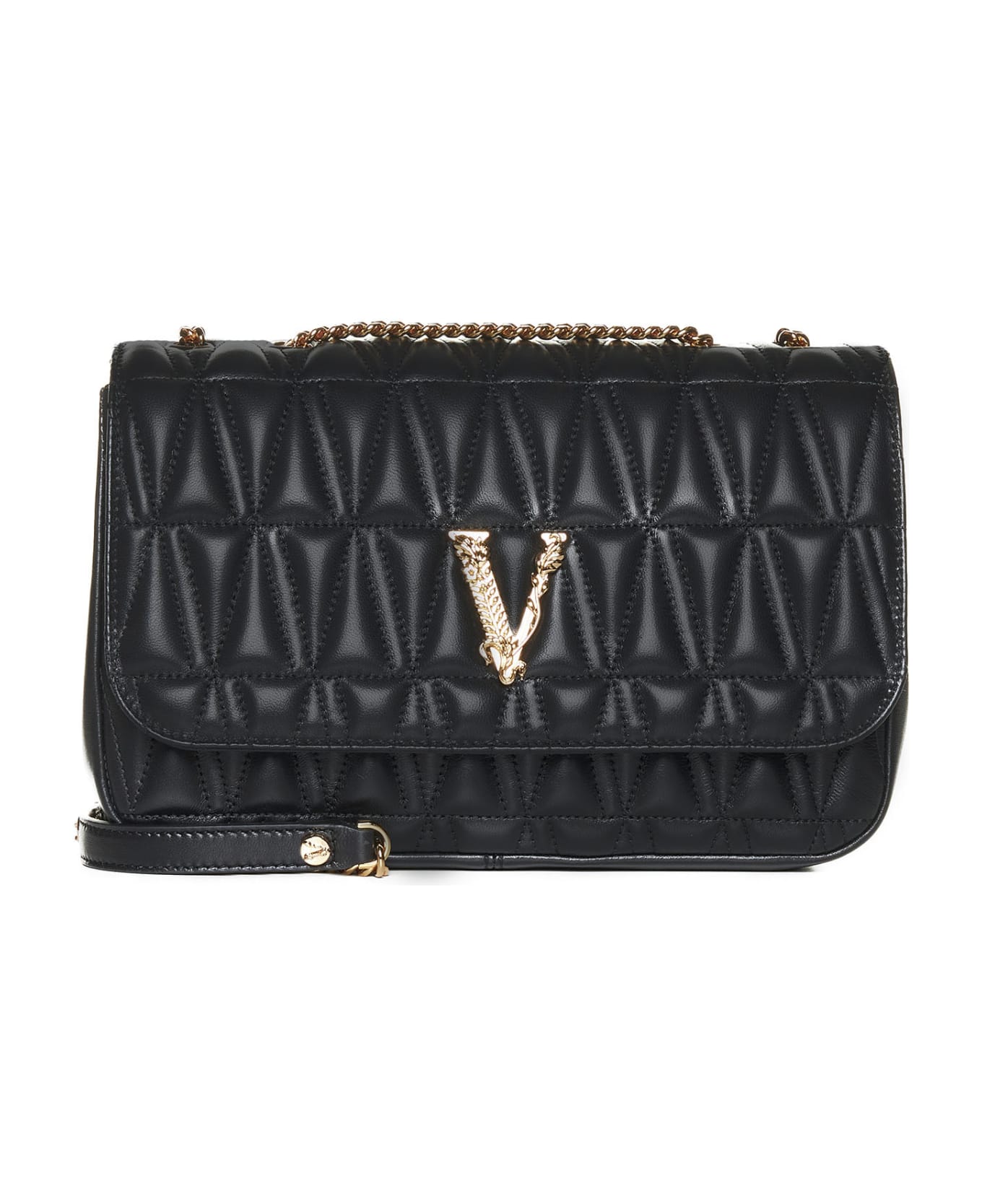 Versace Quilted Nappa Crossbody Bag - Black