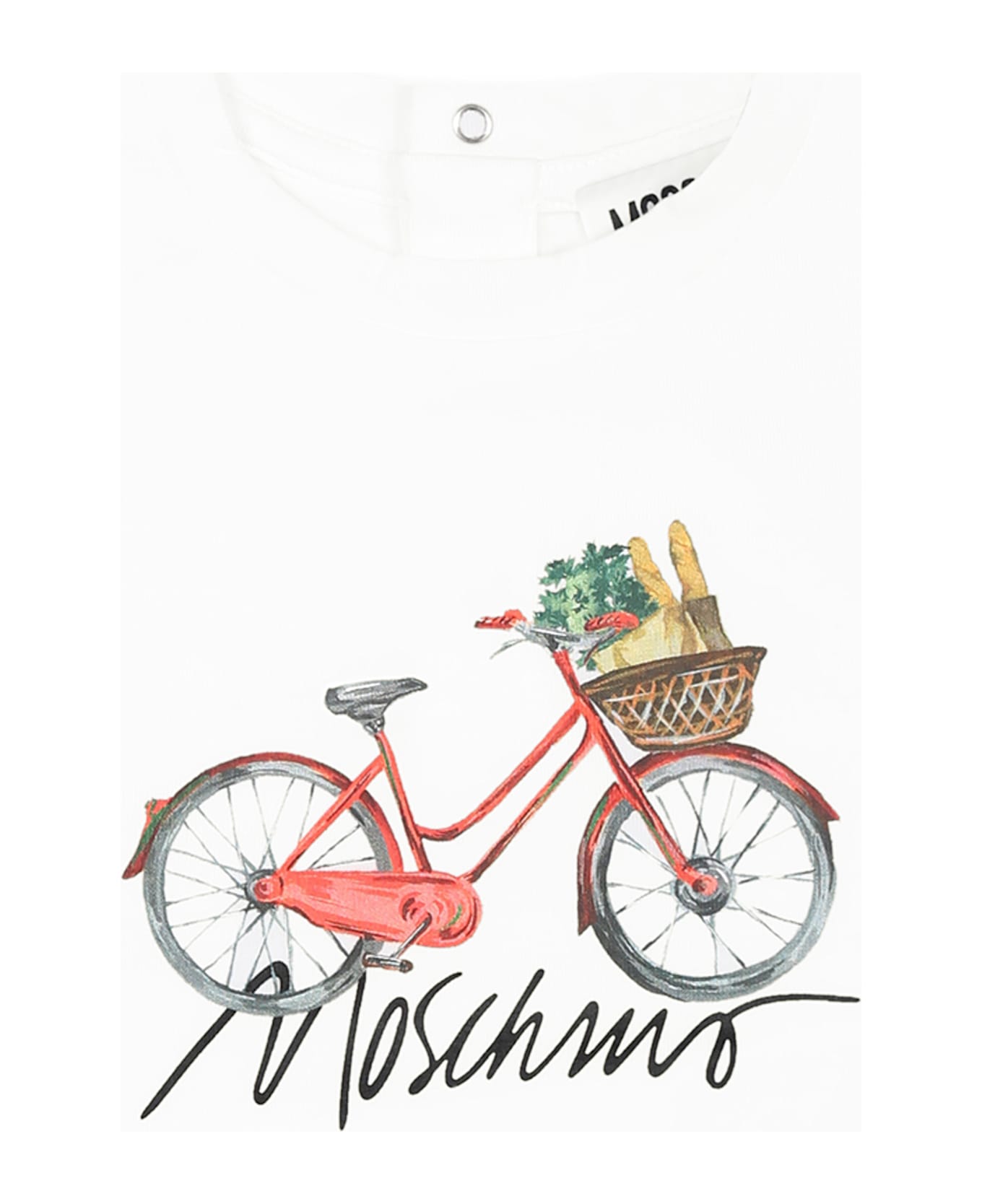Moschino White T-shirt For Baby Girl With Bicycle Print - White