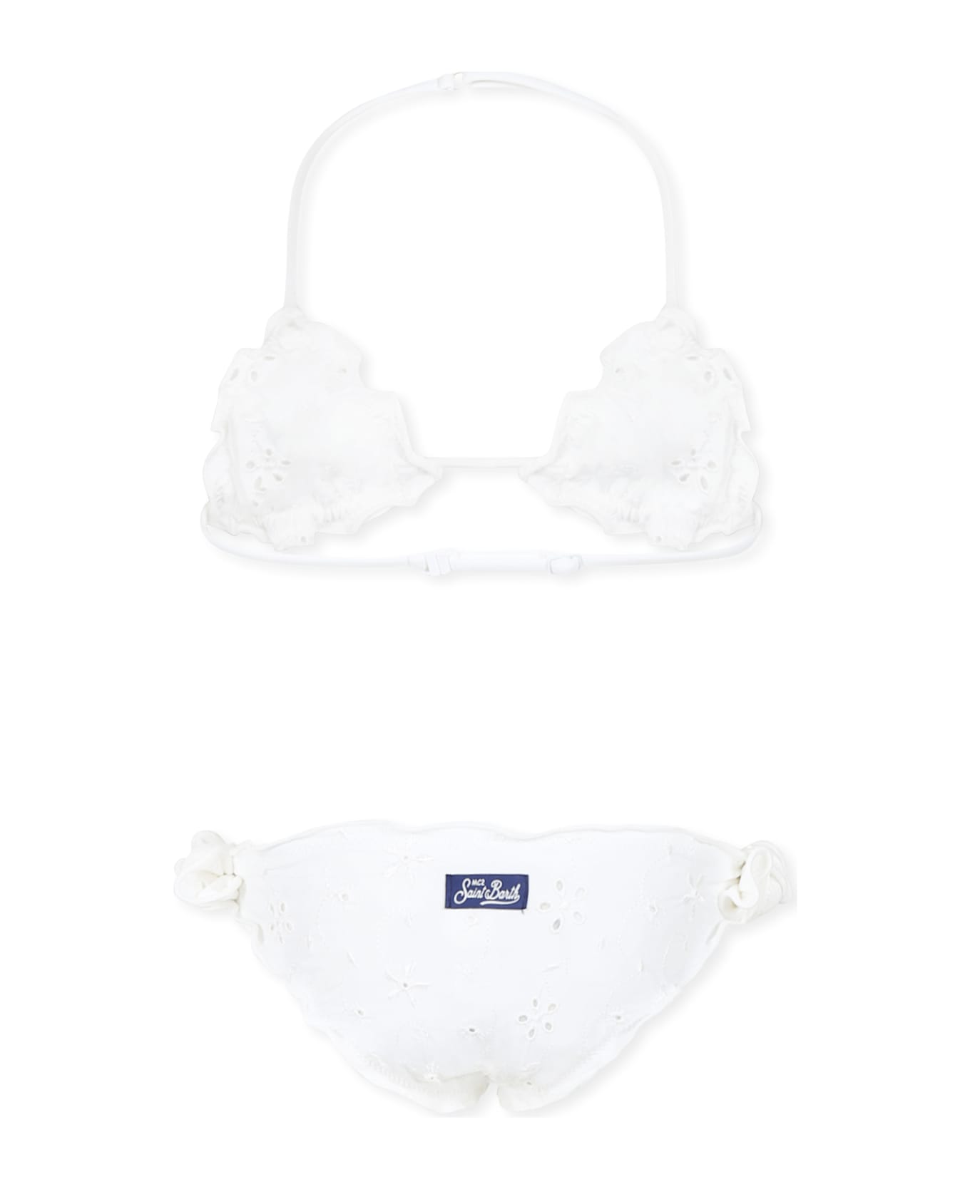 MC2 Saint Barth White Bikini For Girl With Flowers - White