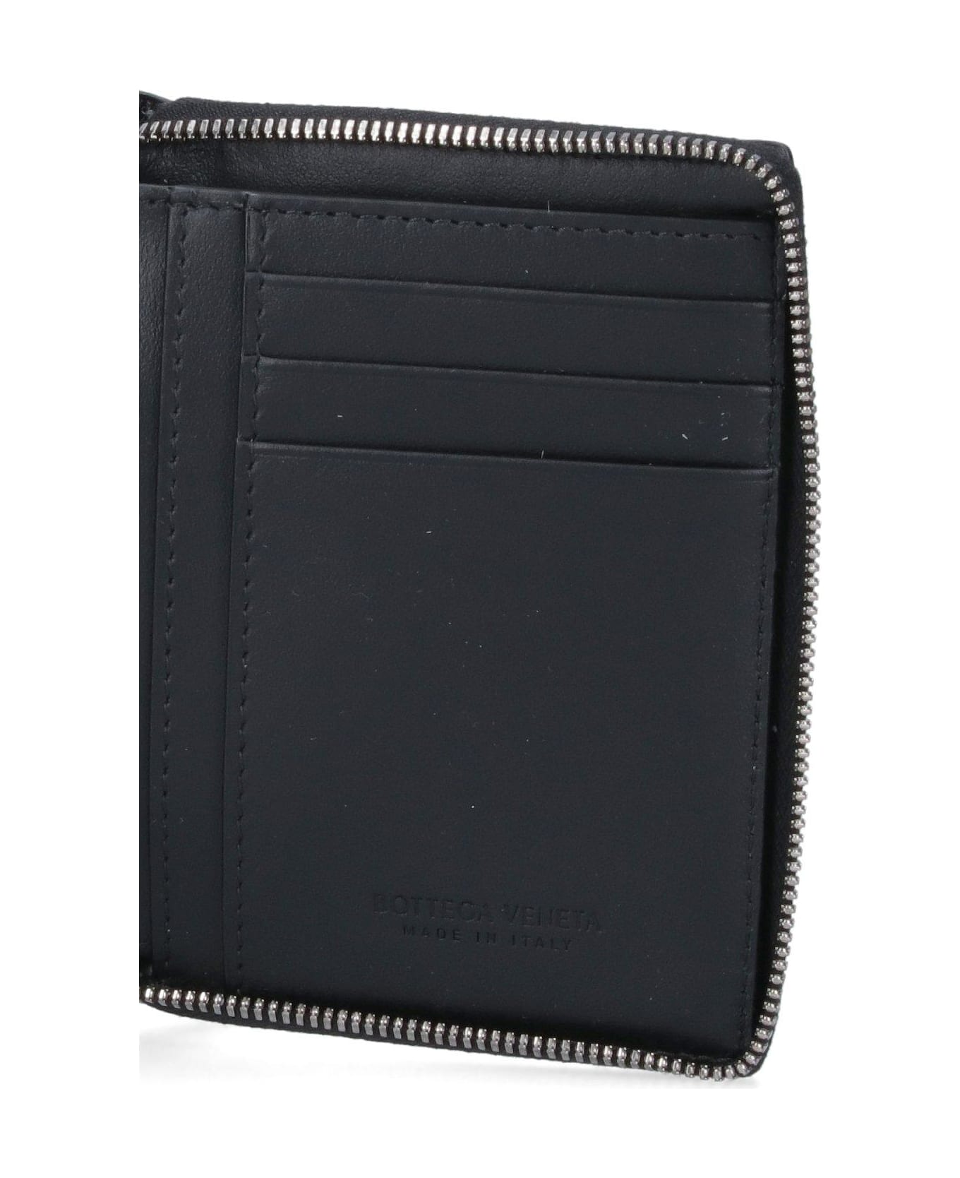 Bottega Veneta Cassette Zip Around Wallet - Black/silver