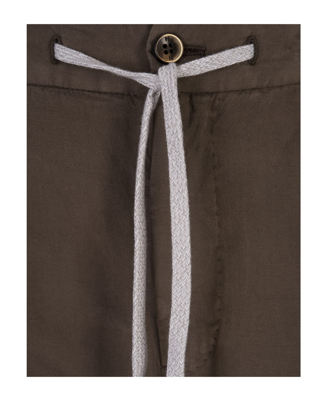 PT Torino Brown Linen Blend Soft Fit Trousers - Brown