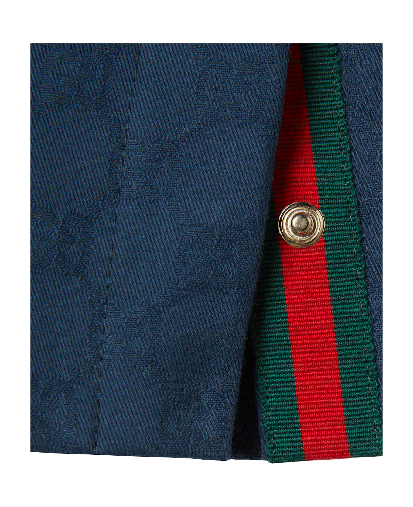 Gucci Dark Blue Trousers With Web Detail - Blue
