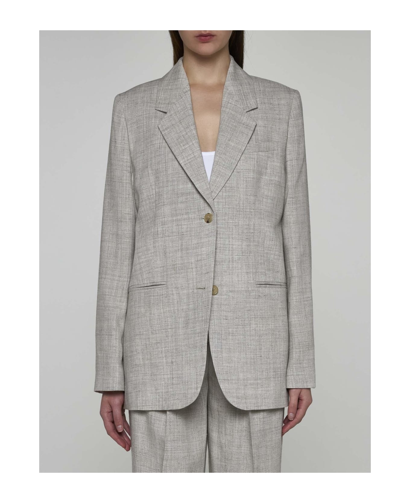 Totême Viscose And Linen-blend Tailored Blazer - Grey