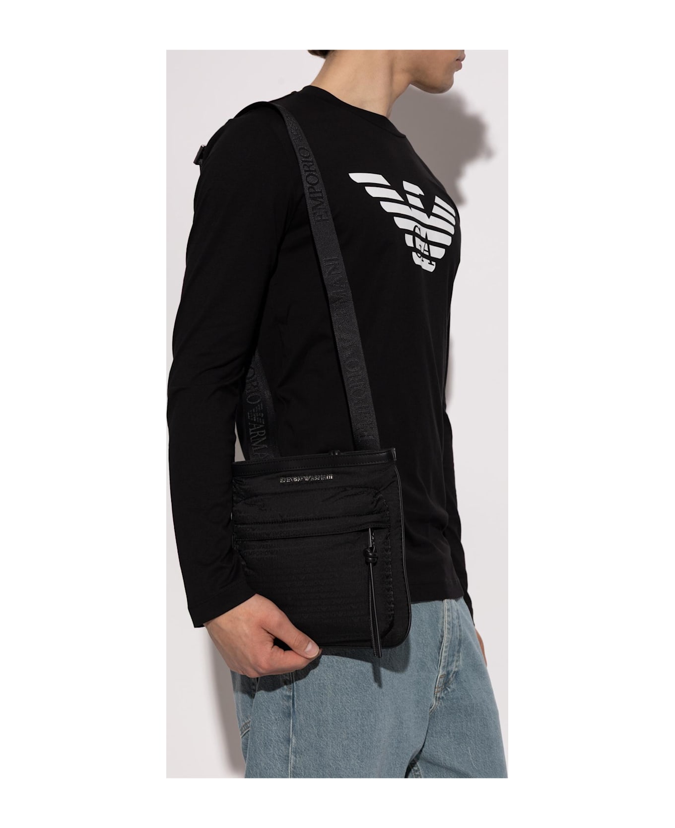 Emporio Armani Shoulder Bag With Logo - Black