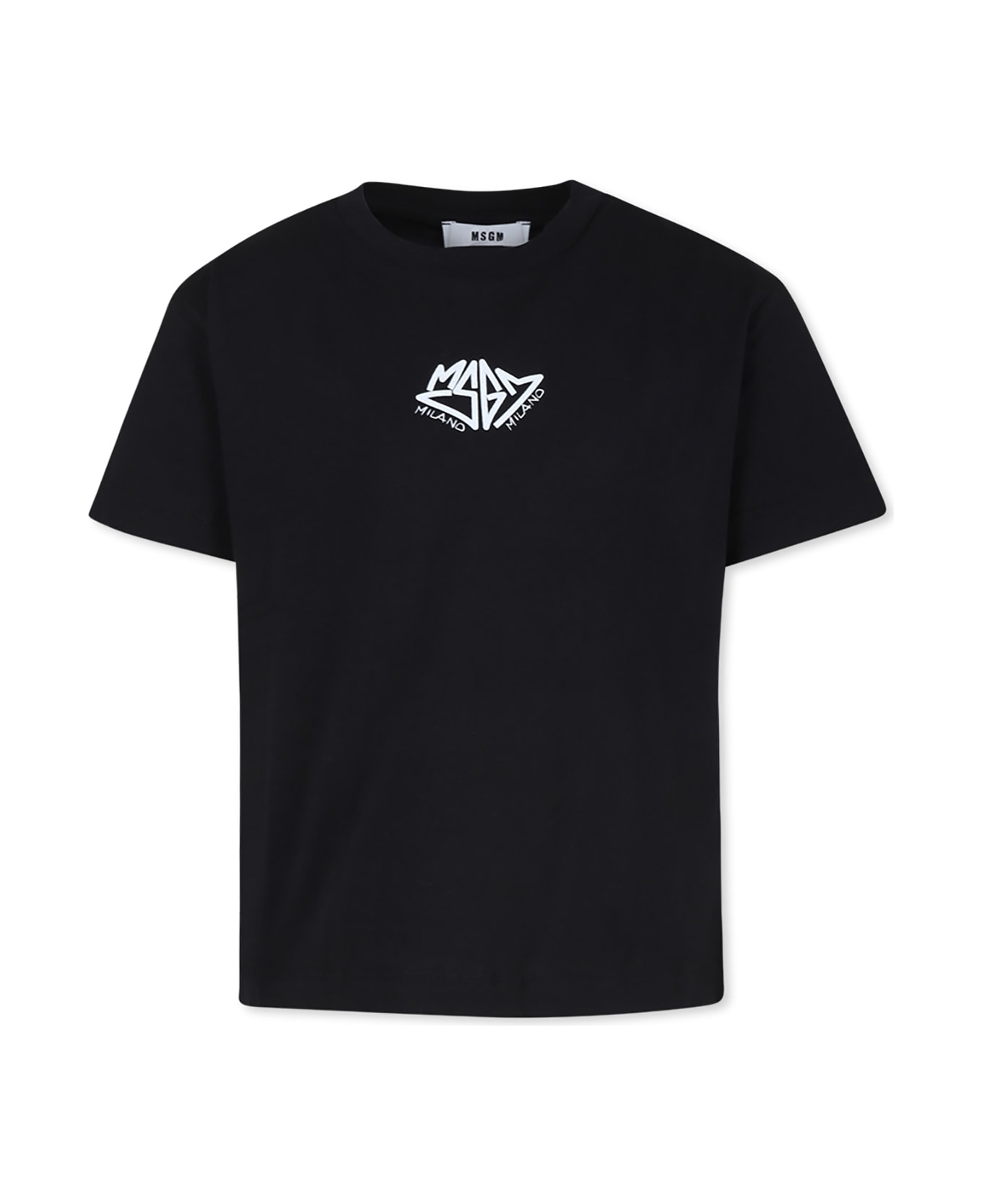 MSGM Black T-shirt For Boy With Logo - Black