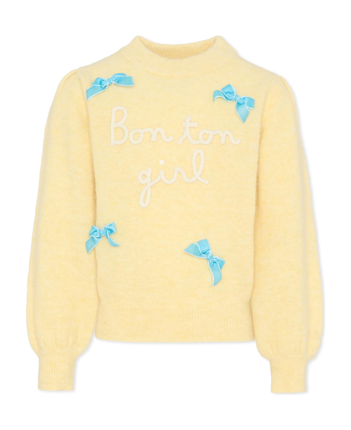 MC2 Saint Barth Yellow Sweater For Girl With Bows - Yellow
