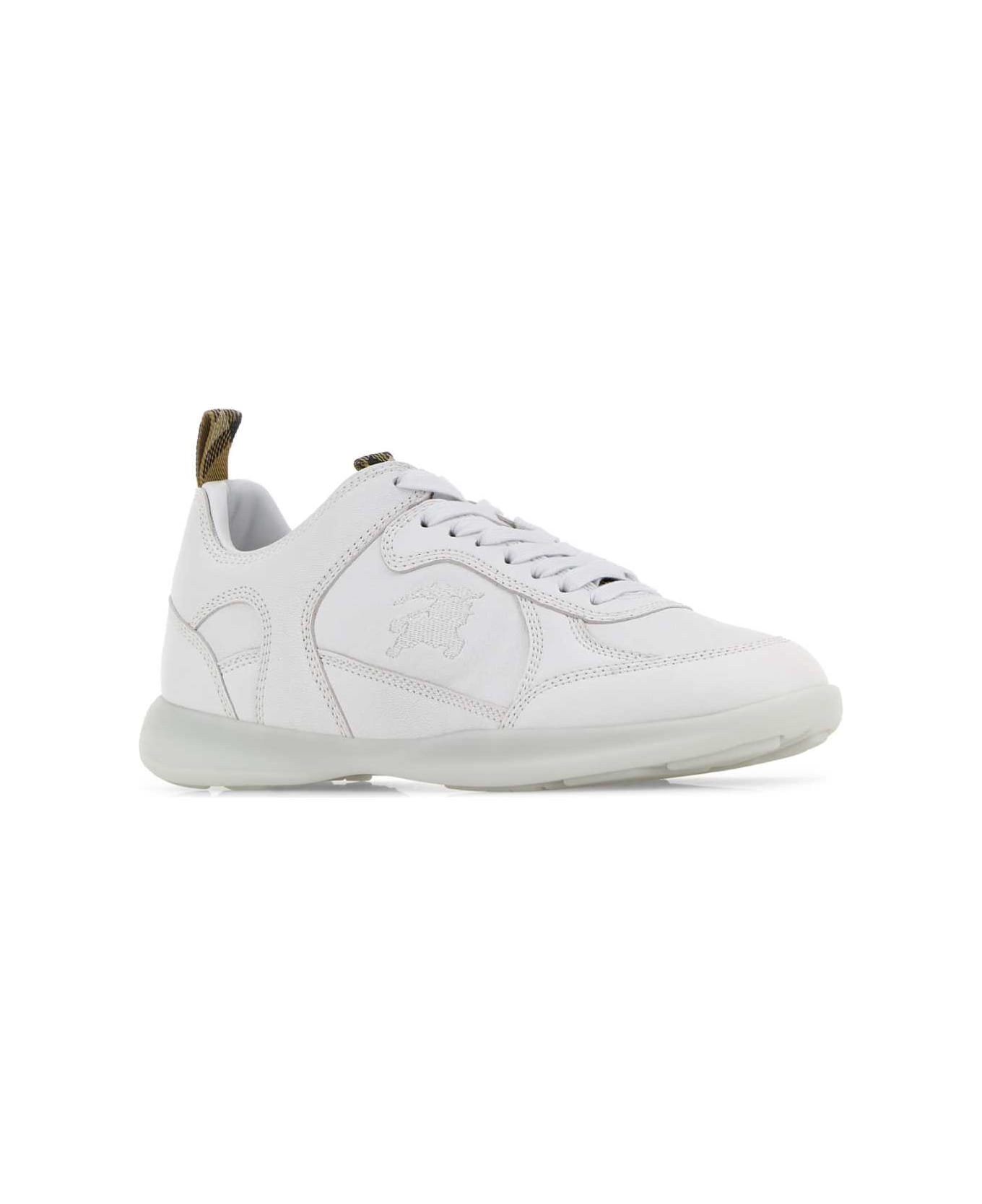 Burberry White Leather Sneakers - OPTICALWHITE