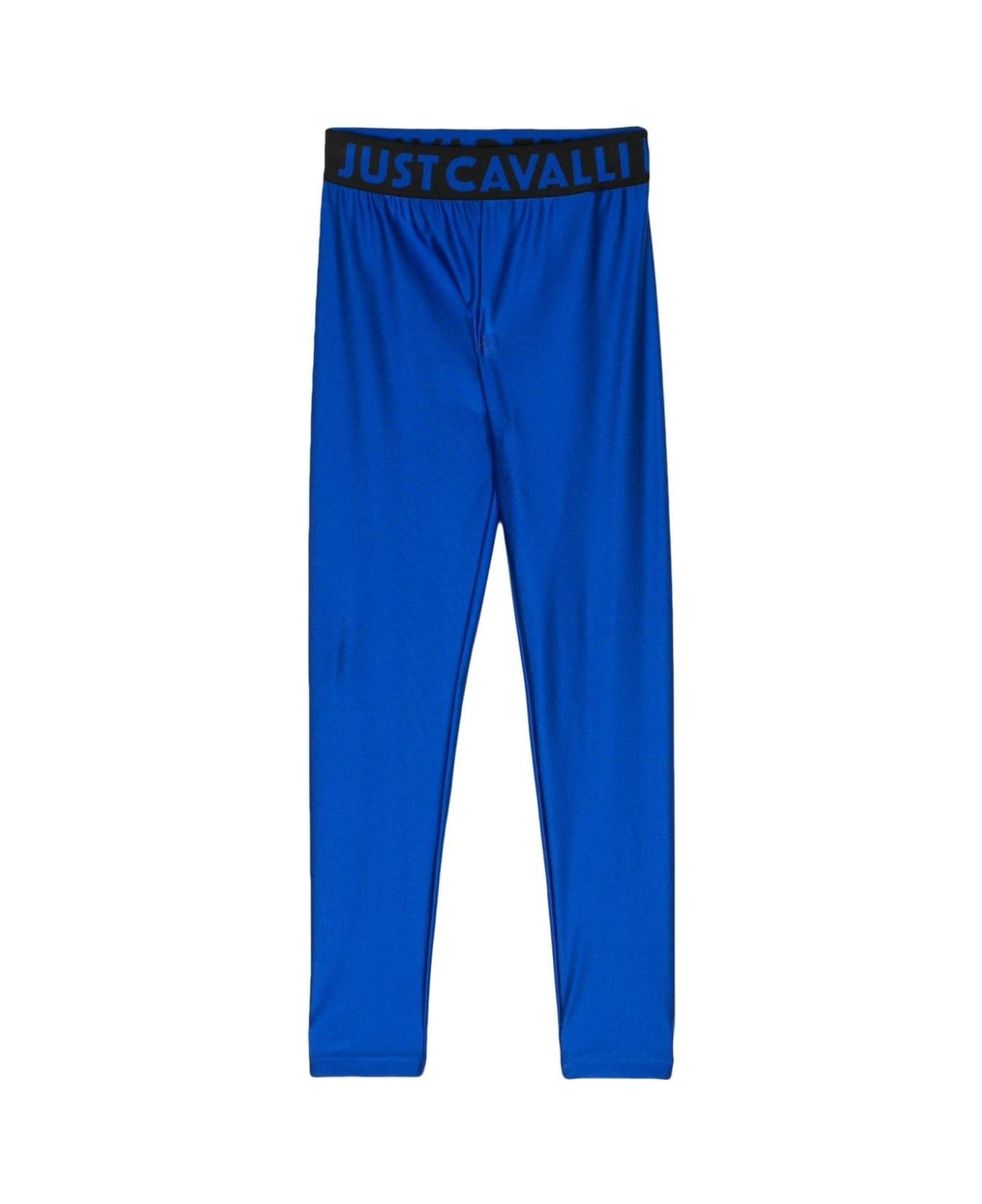 Just Cavalli Logo Printed High-waisted Leggings - Blue