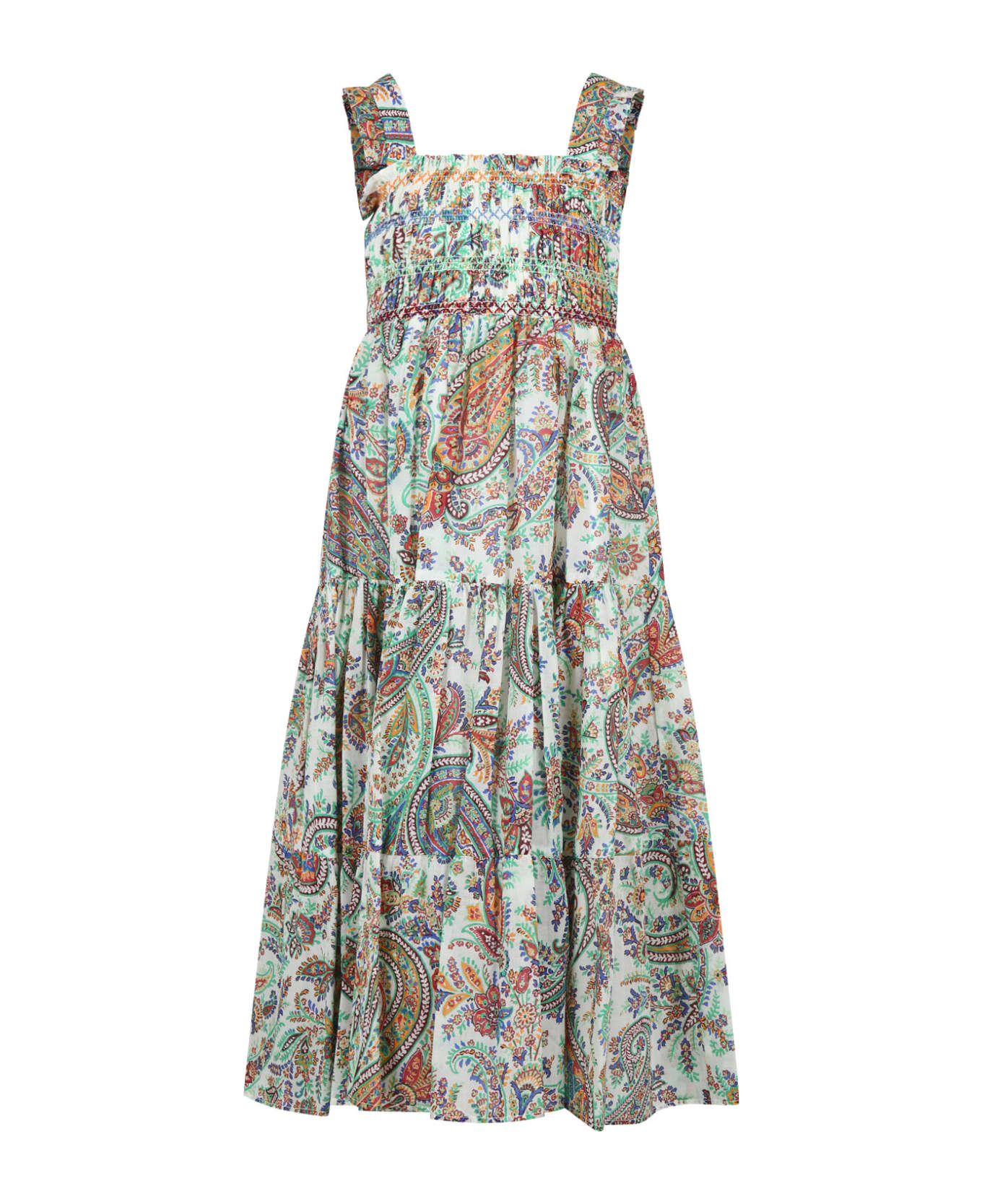 Etro Ivory Dress For Girl With Paisley Pattern - Ivory