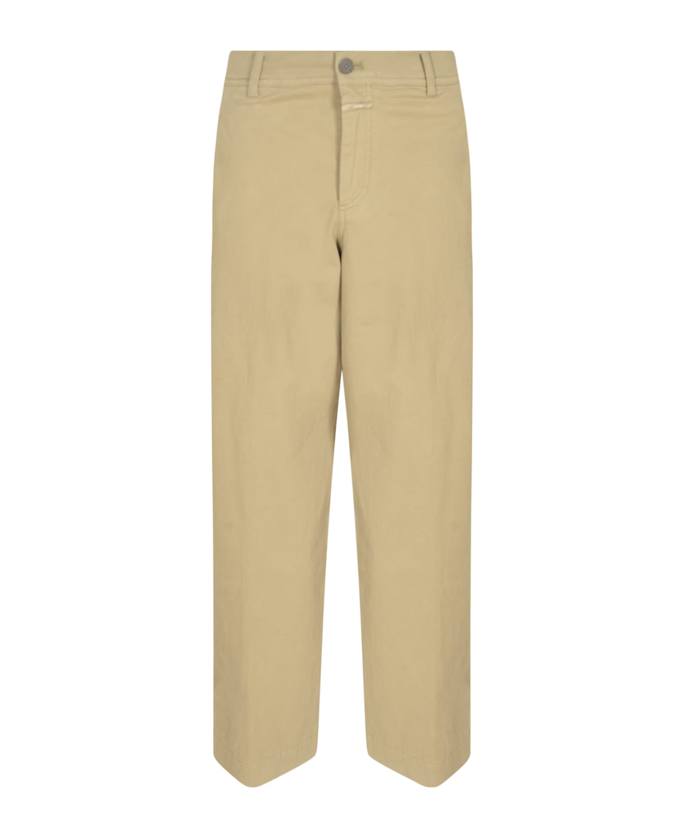 Closed Wide Straight Leg Plain Trousers - Beige