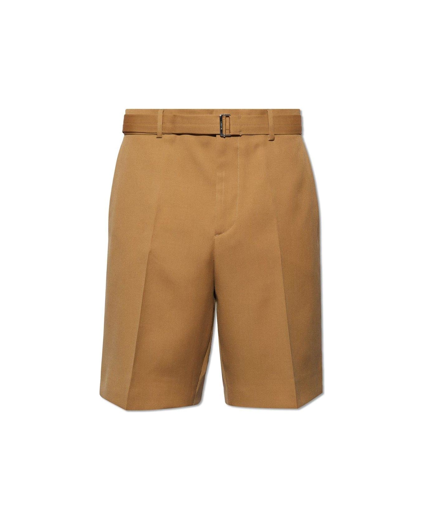 Lanvin Pressed Crease Belted Shorts - Desert