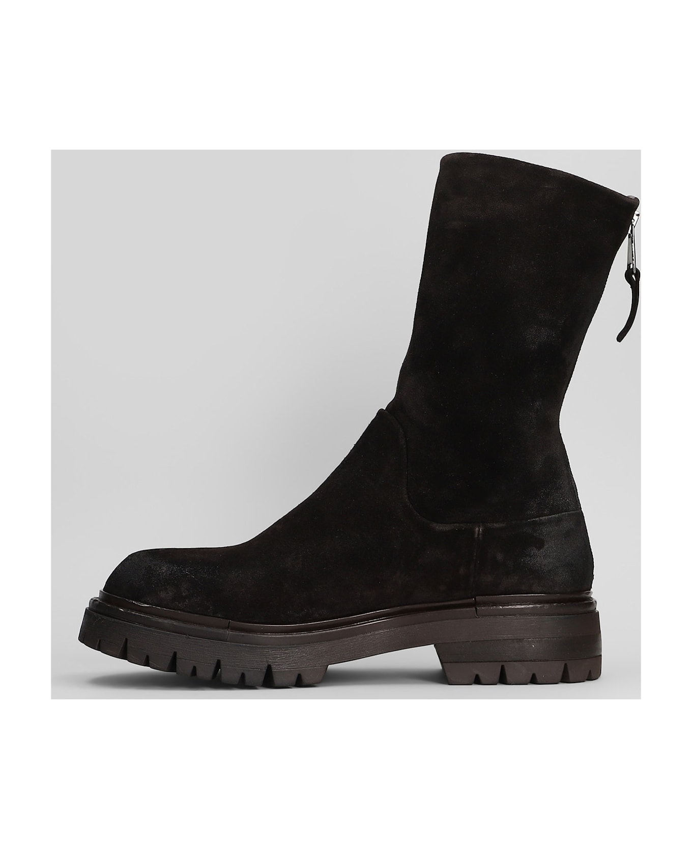 Elena Iachi Combat Boots In Brown Suede - brown