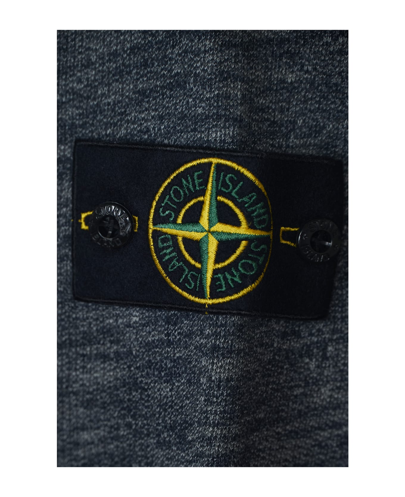 Stone Island Logo Patched Rib Knit Hooded Sweatshirt - Piombo