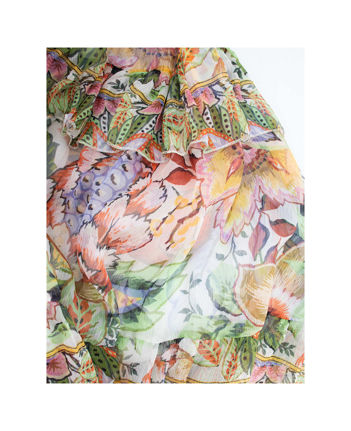 Etro Multicolour Silk Long Skirt - PRINT ON WHITE BASE
