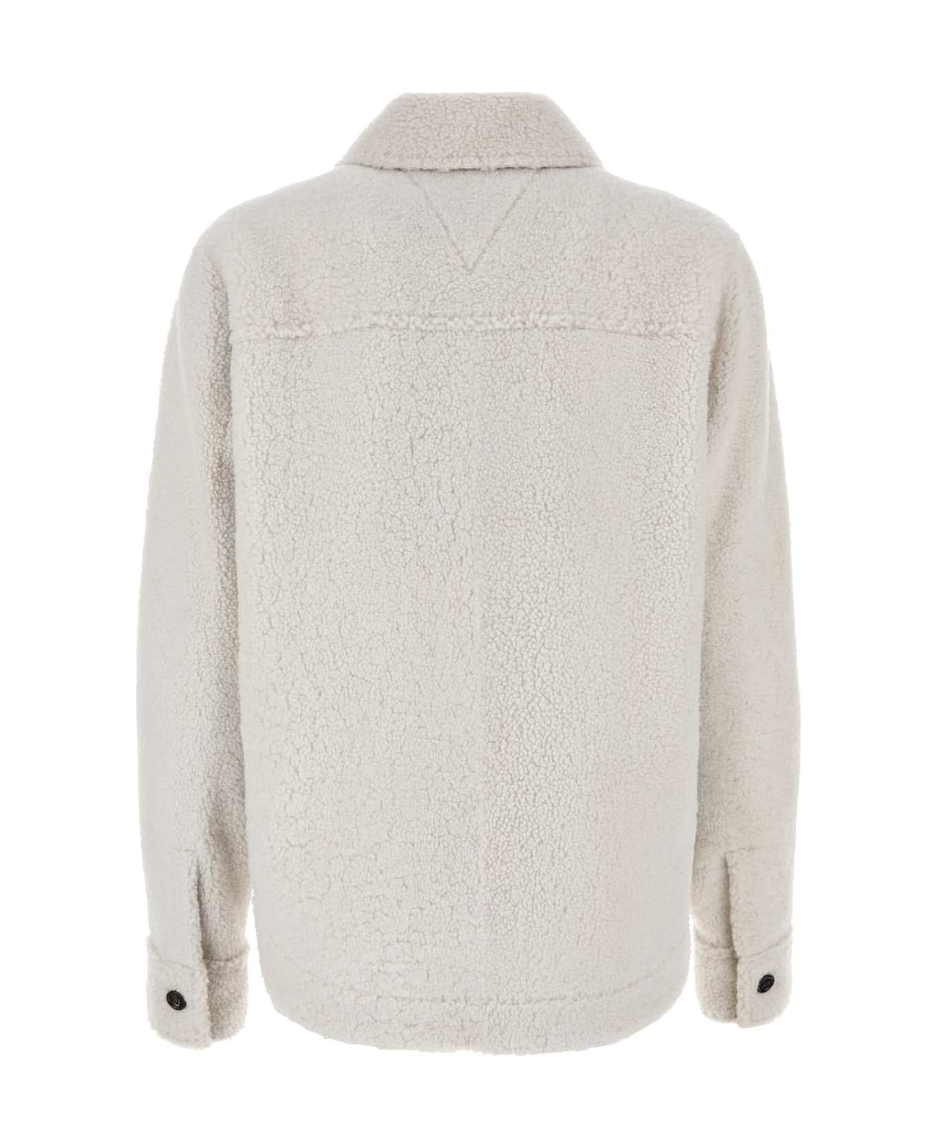 Bottega Veneta Chalk Shearling Oversize Shirt - POPCORN