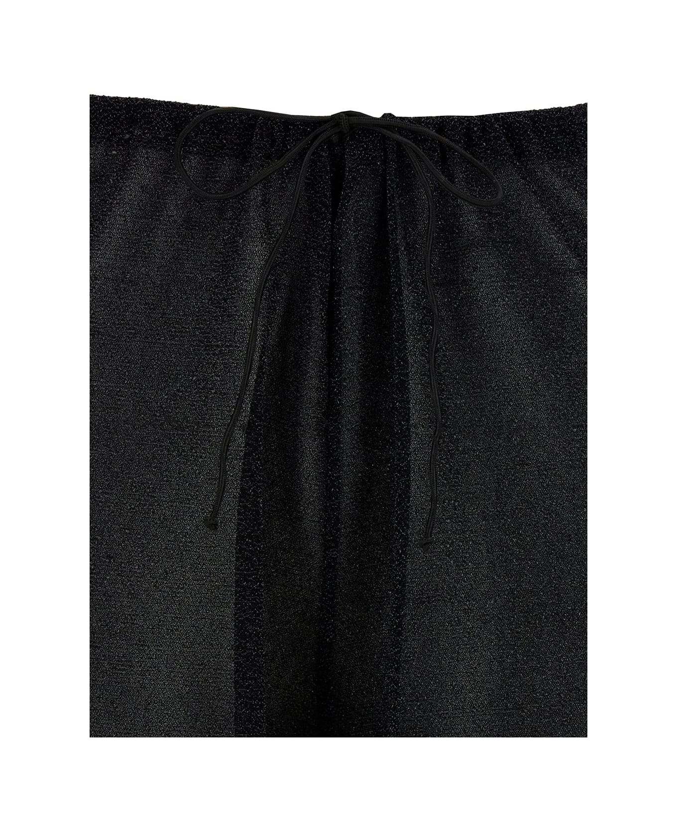 Oseree 'lumi Plumage' Black Pants With Feathers And Drawstring In Polyamide Blend Woman - Black