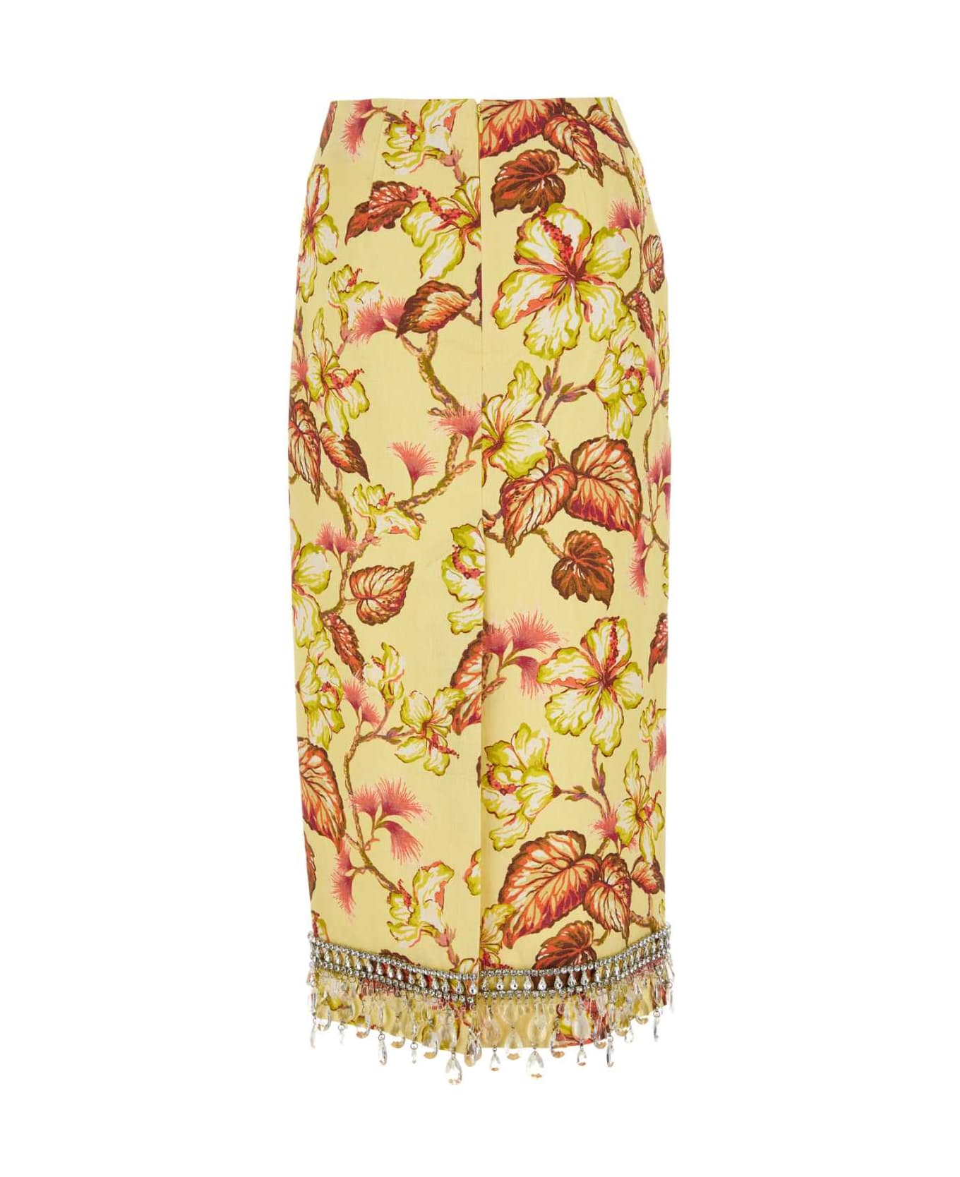Zimmermann Printed Linen Skirt - YELLOWHIBISCUS