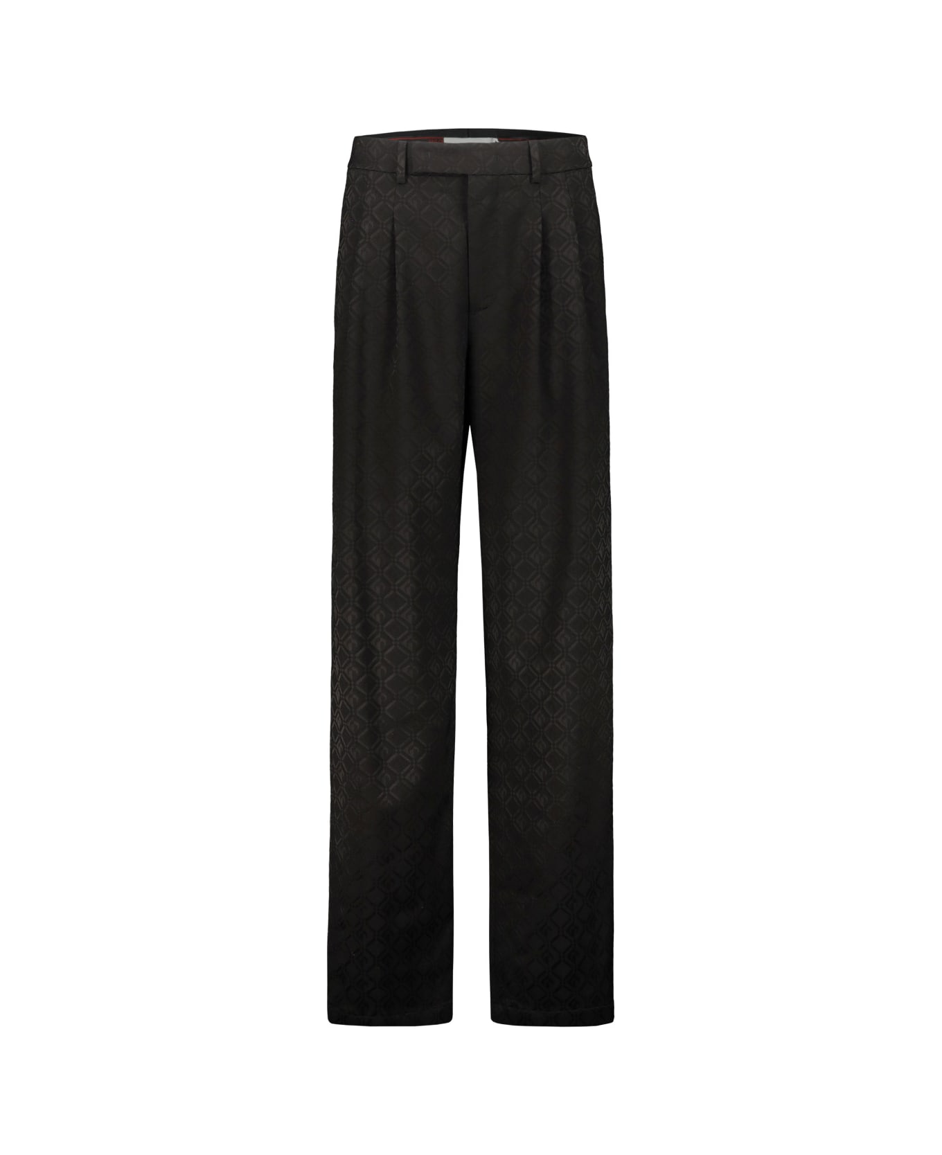 Marine Serre Moon Diamond Jacquard Tailoring Wide Pleated Trousers - Black