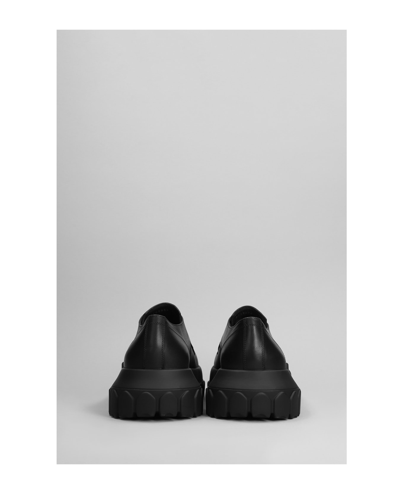 Rick Owens Lace Up Bozo Tractor Lace Up Shoes In Black Leather - black