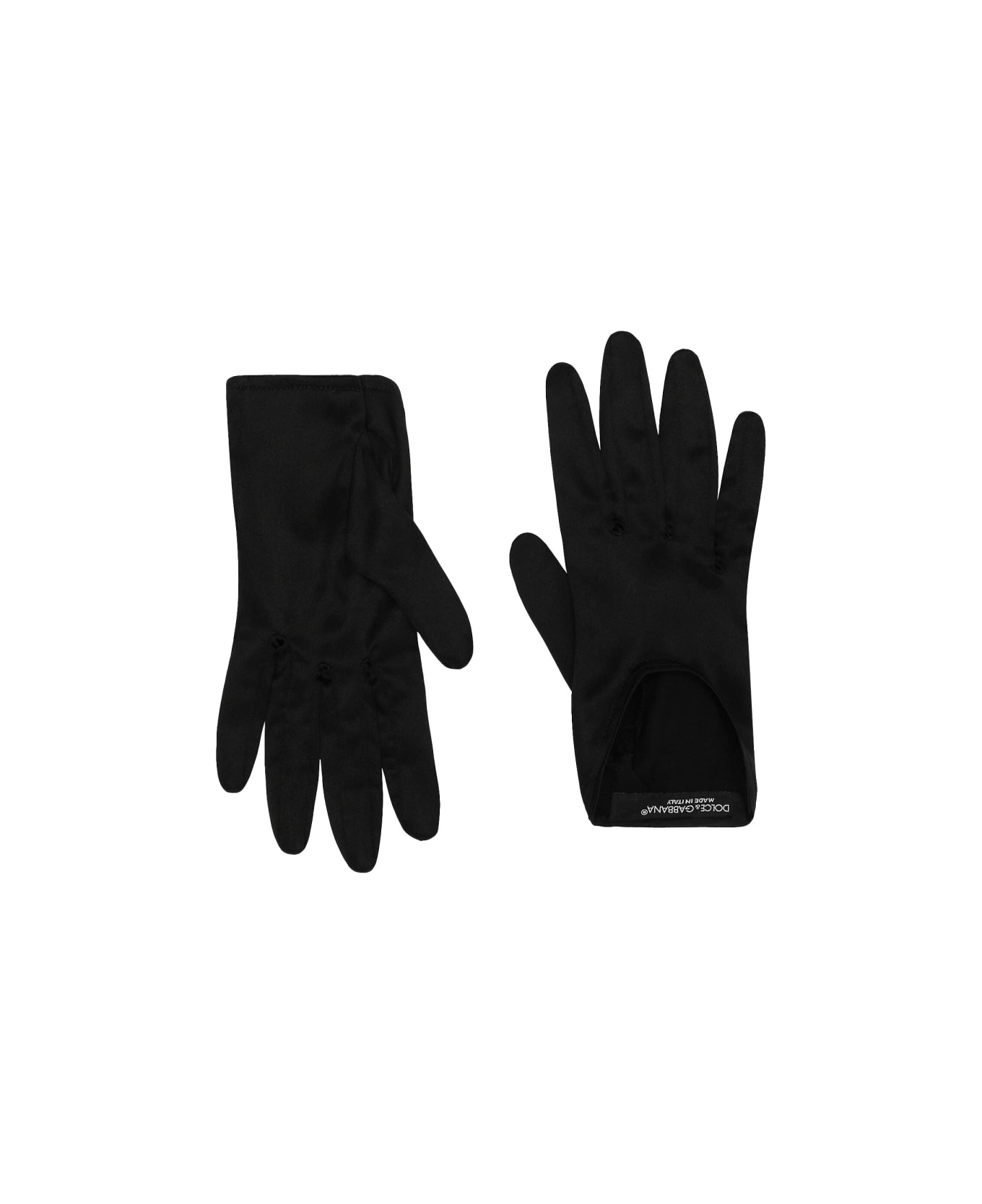 Dolce & Gabbana Short Silk Satin Gloves - NERO