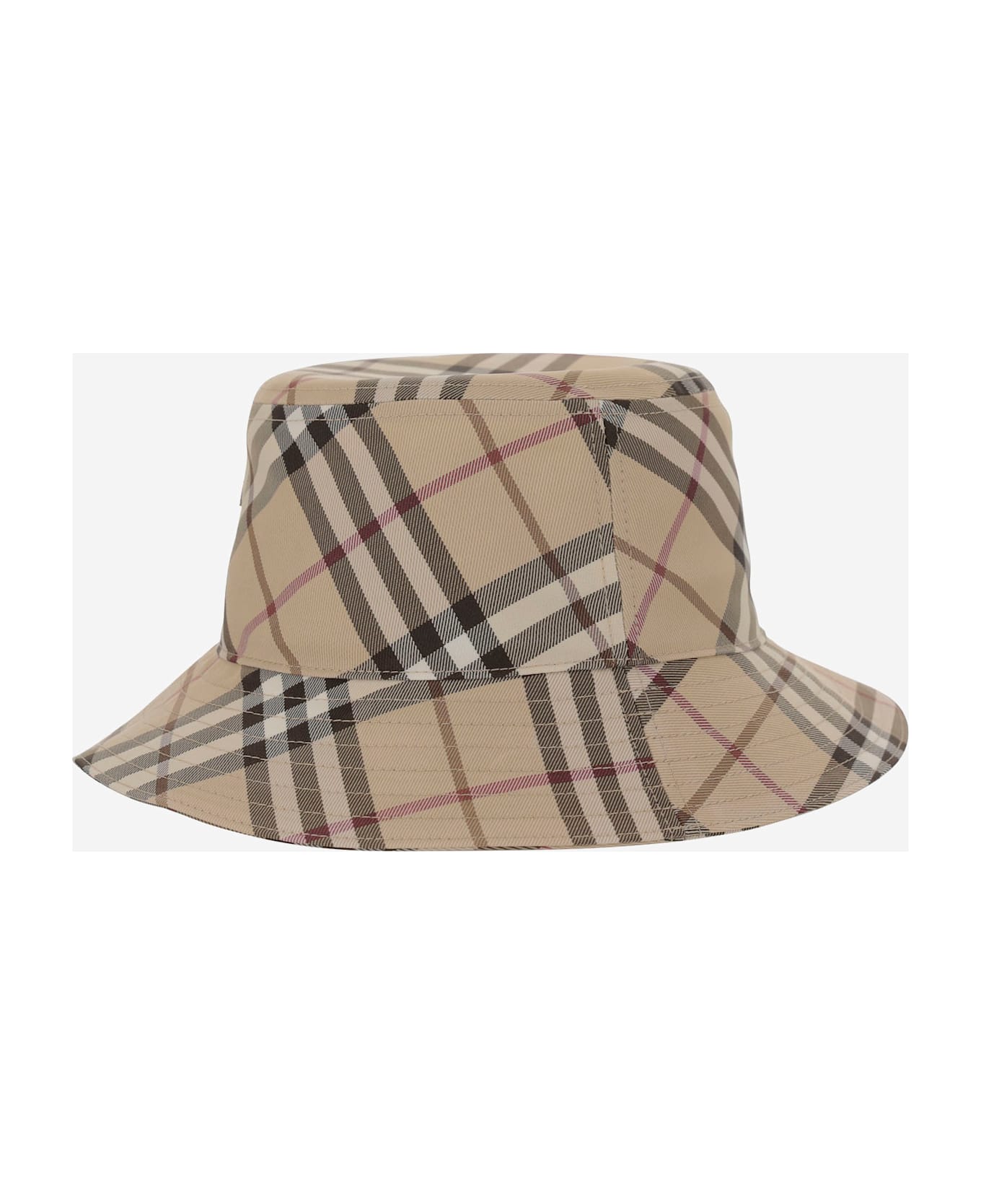 Burberry Bucket Hat With Check Pattern - Red