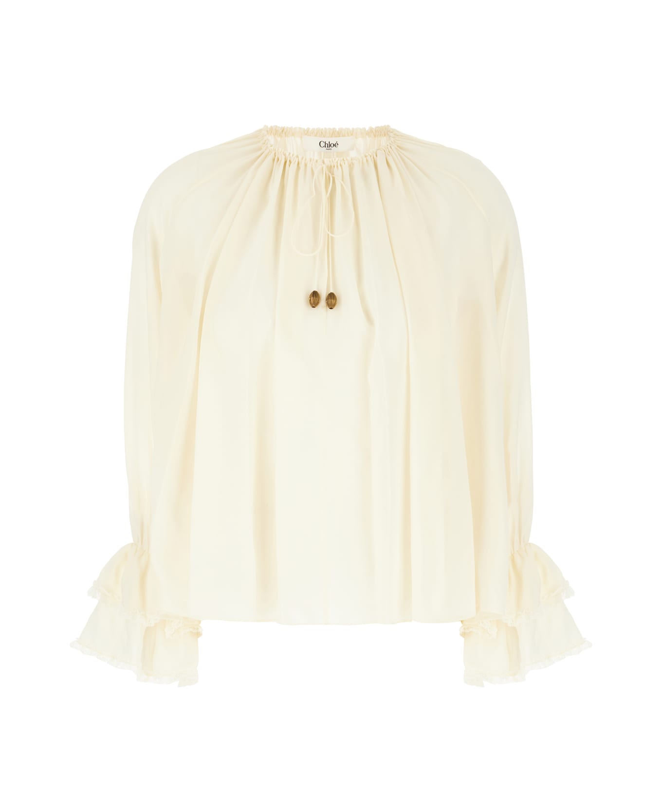 Chloé Cream Silk Blouse - PRISTINEWHITE トップス