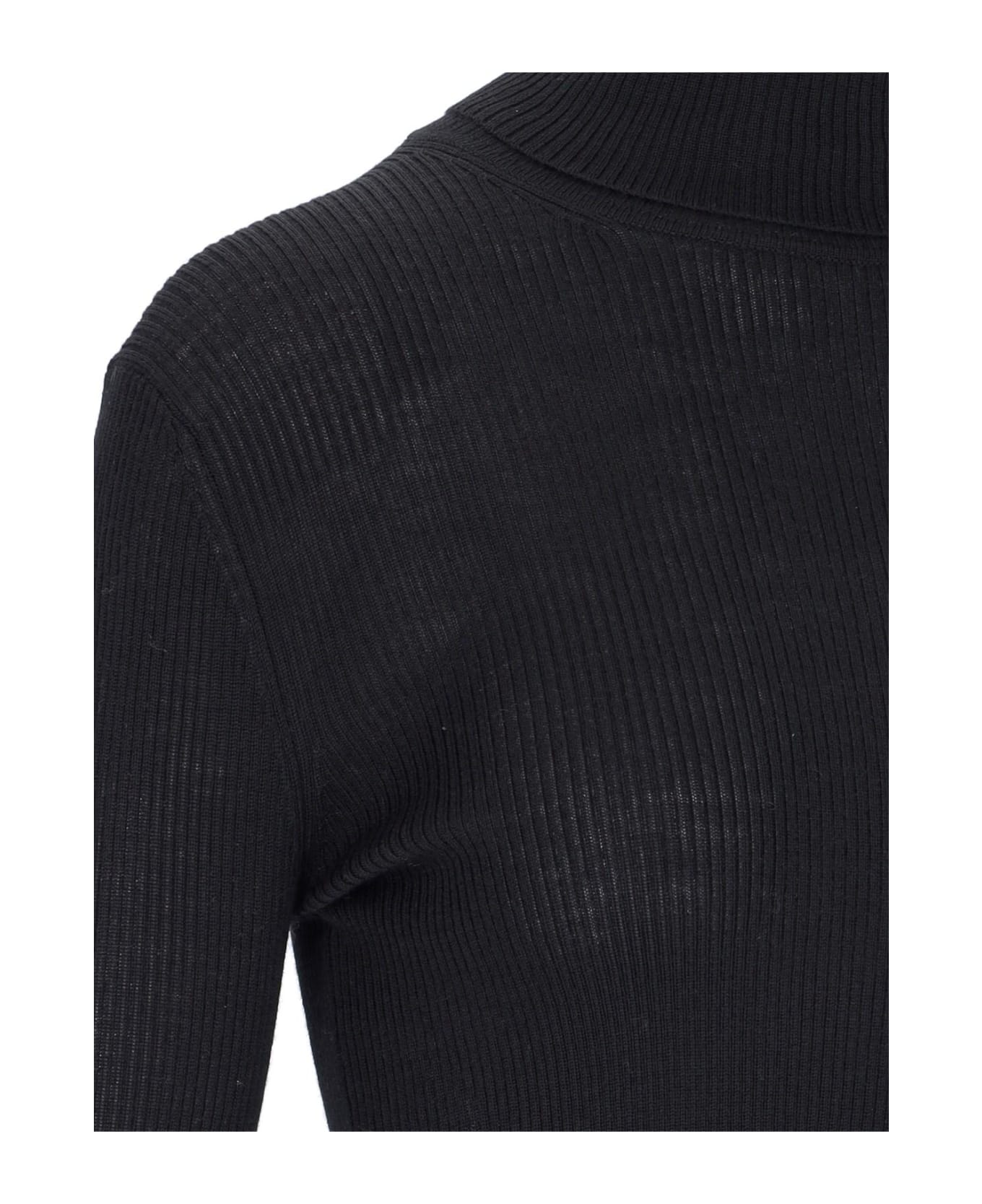 Parosh Ribbed Turtleneck Sweater - Nero