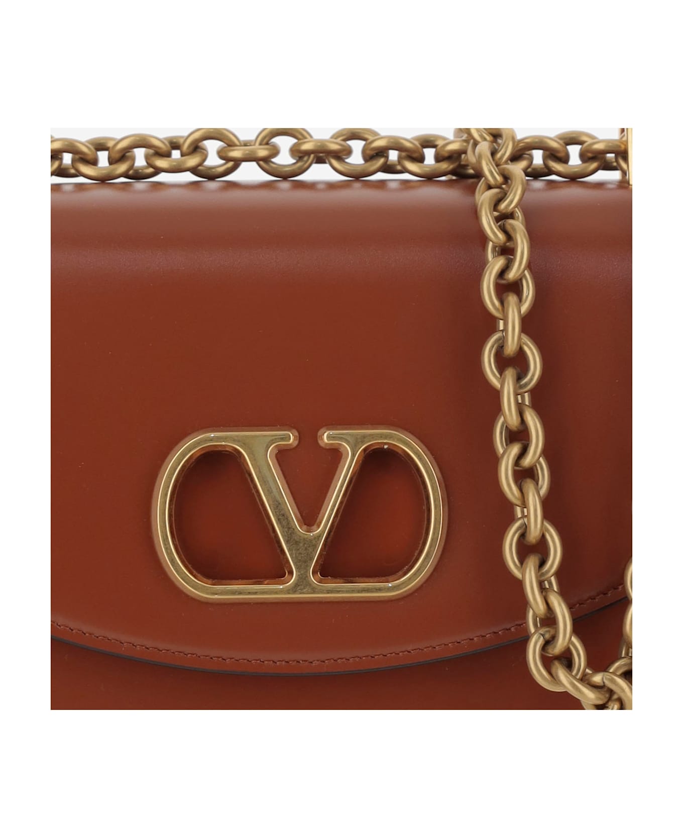 Valentino Garavani Vain Leather Small Shoulder Bag - Brown