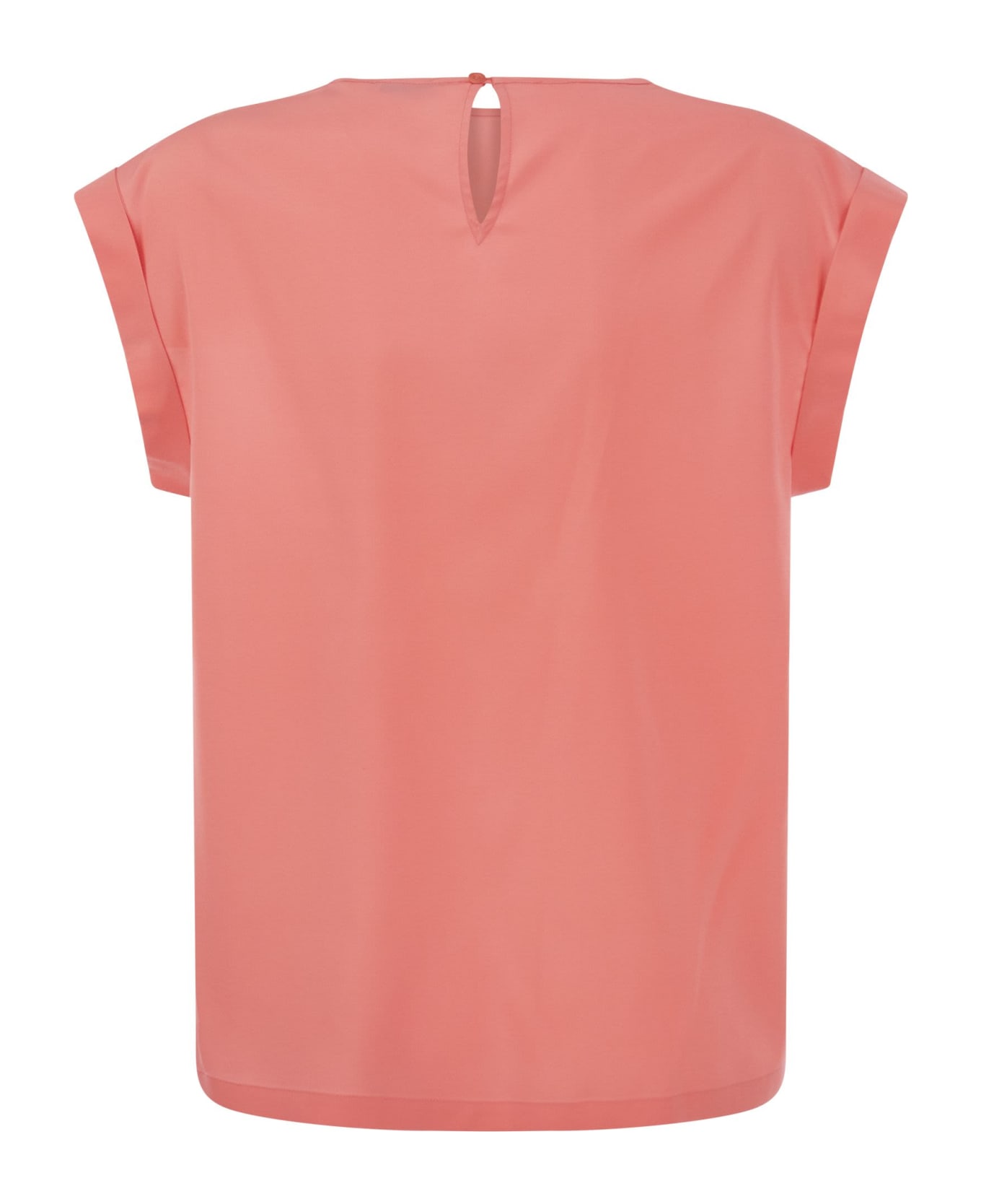 Peserico Top In Precious Silk Crepe De Chine With Watery Embroidery - Pink Tシャツ