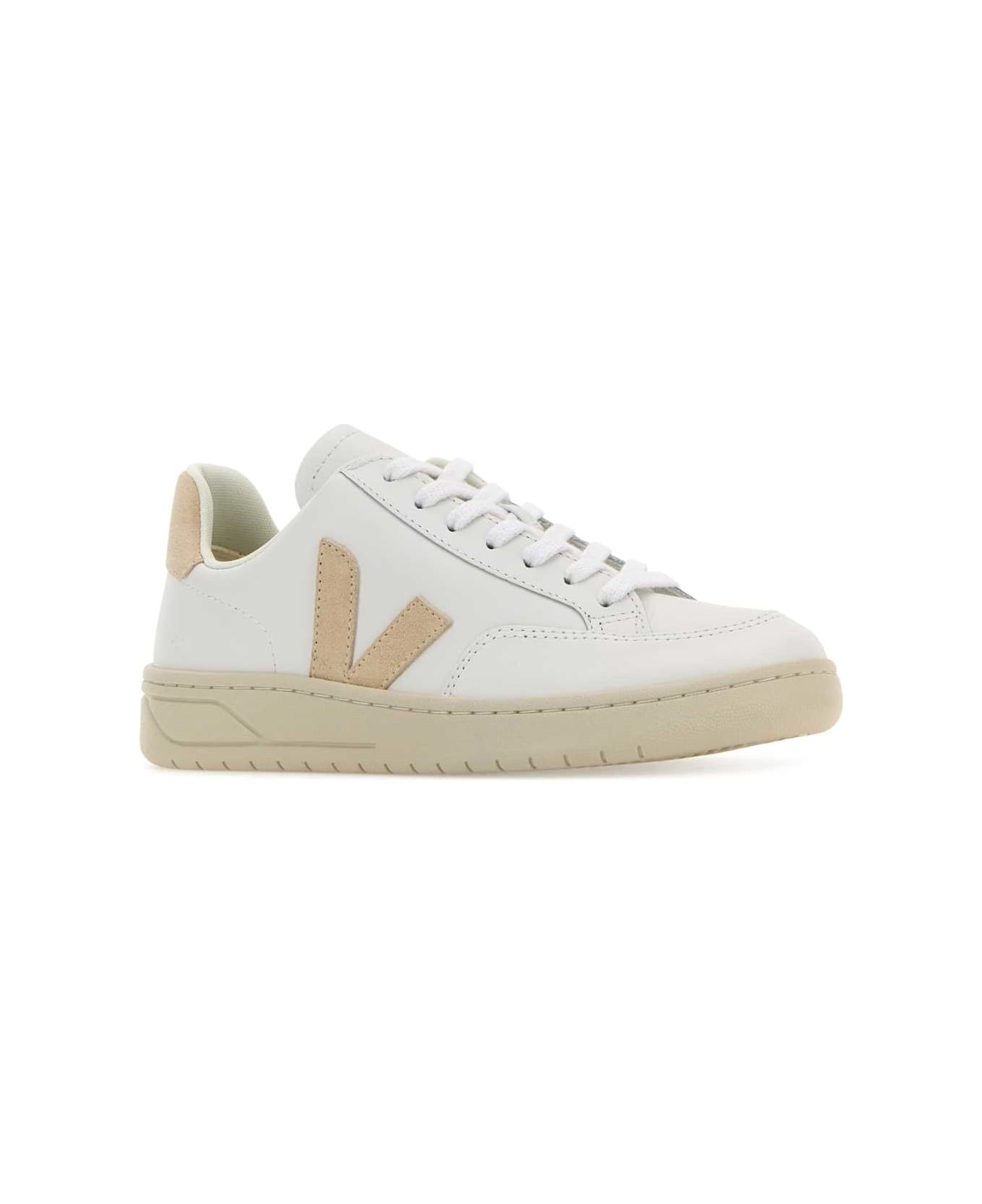 Veja White Leather V-12 Sneakers - EXTRAWHITESABLE