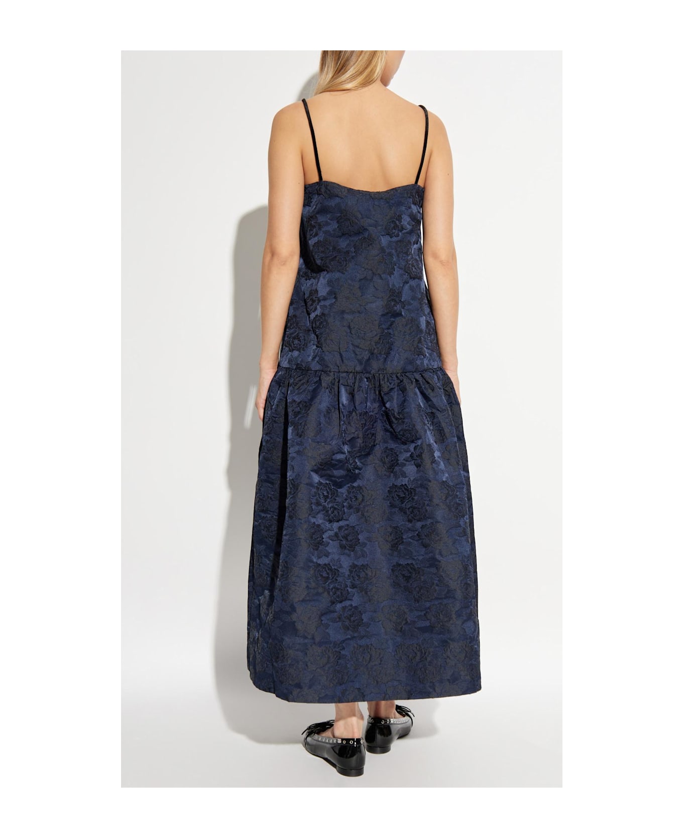 Ganni Dress With Floral Pattern - BLUE