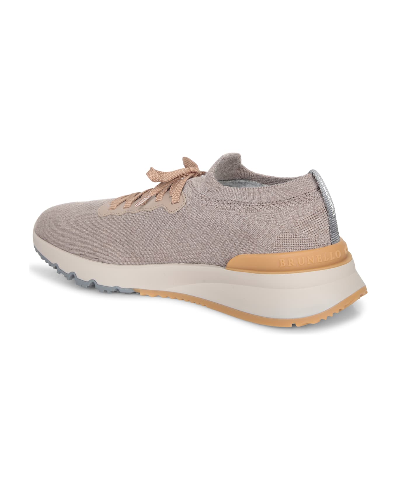 Brunello Cucinelli Taupe Wool Knit Sneakers - Beige