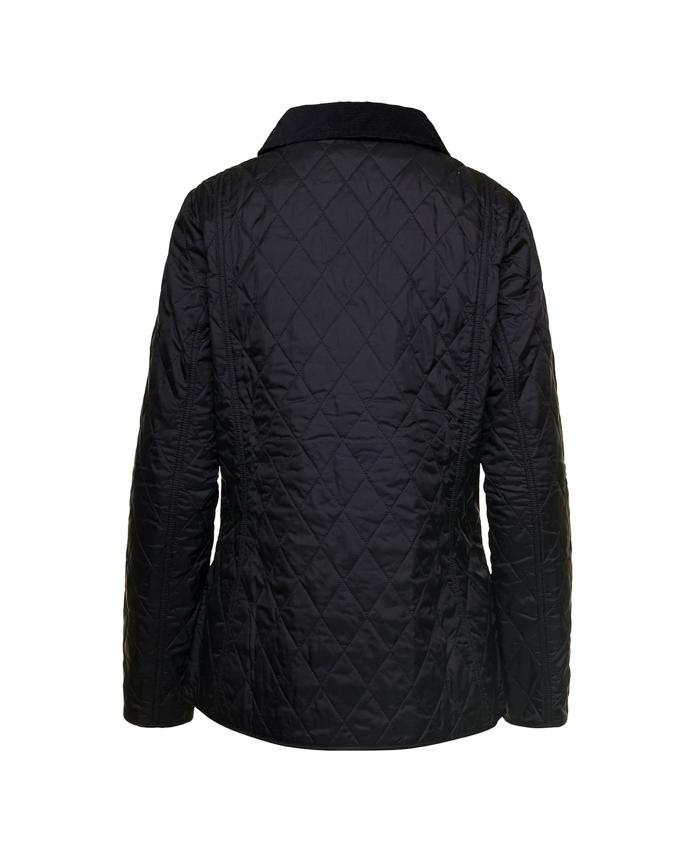 Barbour Black Jacket With Collar And Logo Embroidery At The Front In Quilted Polyamide Woman - Black