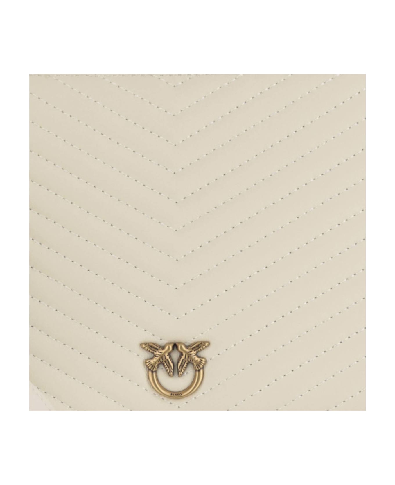 Pinko Love Birds Plaque Quilted Zipped Clutch Bag - White クラッチバッグ