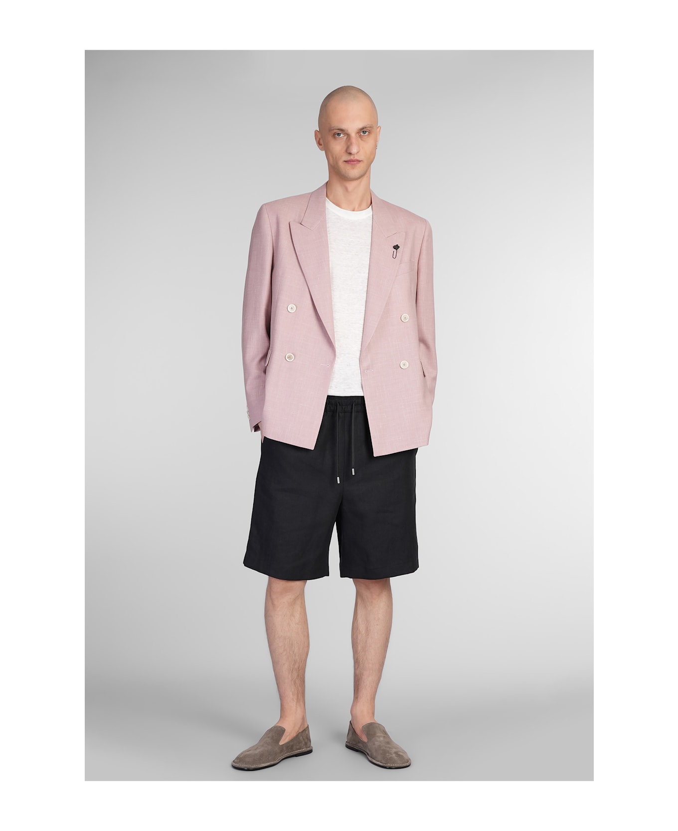 Lardini Shorts In Black Linen - black
