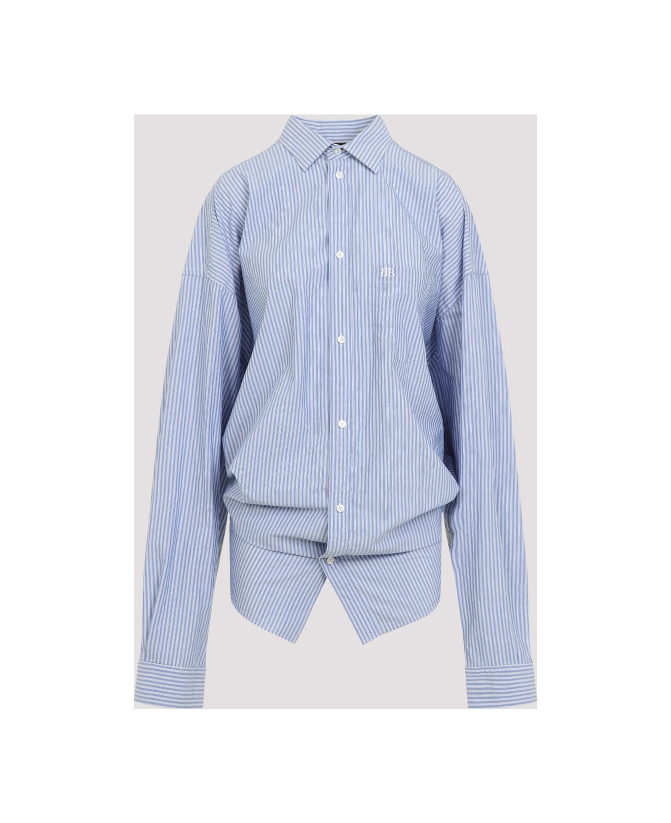 Balenciaga Long Sleeves Knotted Shirt - Blue White