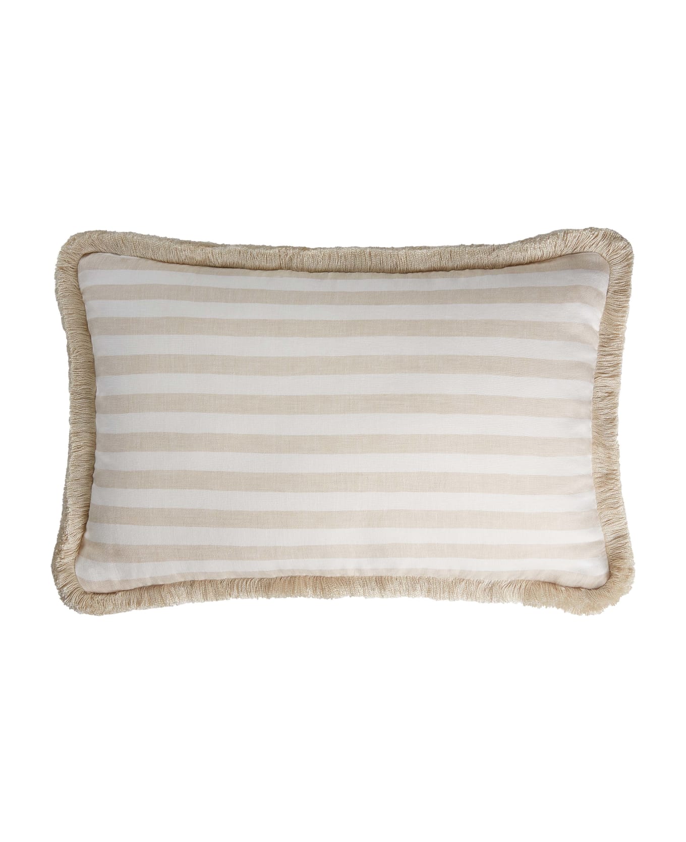 Lo Decor Happy Linen Pillow - Striped White - Beige