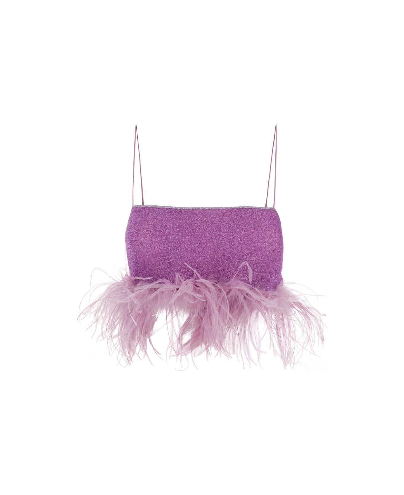 Oseree 'lumière Plumage' Violet Top With Feathers Trim In Lurex Woman - Violet トップス