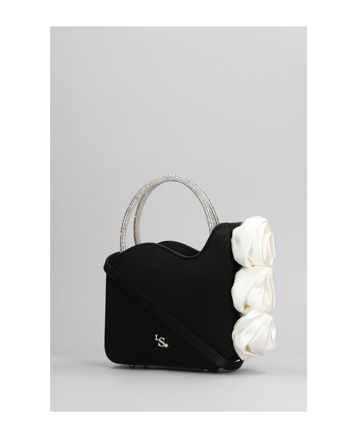Le Silla Rose Shoulder Bag In Black Satin - black トートバッグ