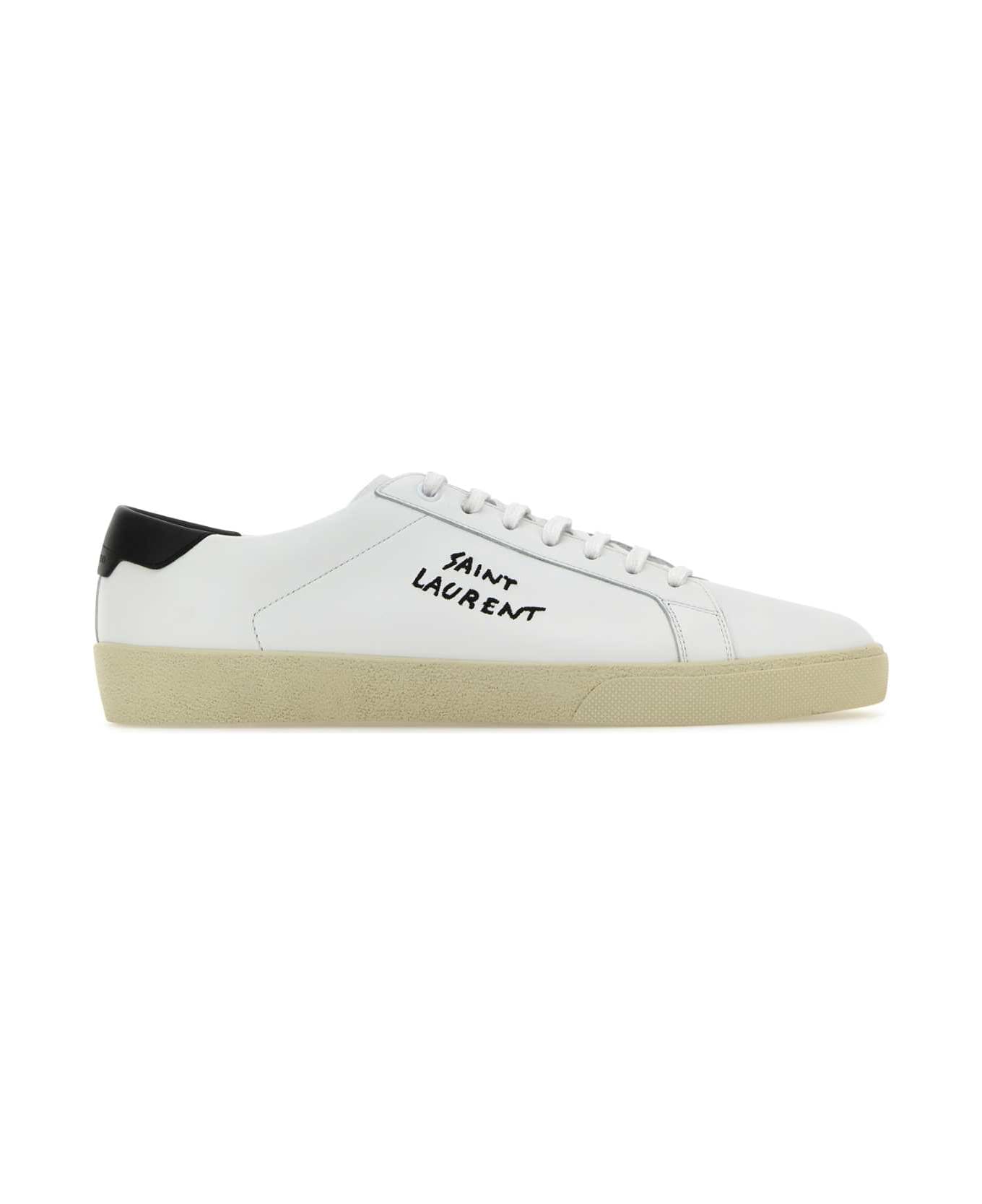 Saint Laurent White Leather Court Sl/06 Sneakers - Black